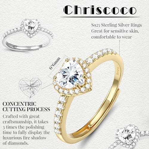 Bague Coeur Or Argent Rose Zircone Chriscoco Femme