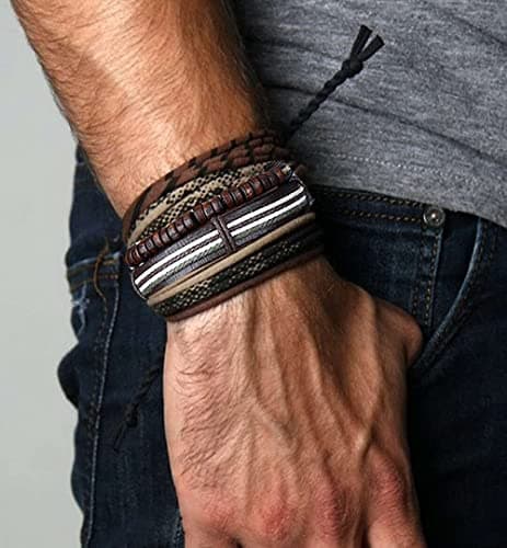 Adramata Bracelets en Cuir Tressé pour Hommes et Femmespunk Gotha Cool Recyclés 24 Pièces Standard 100