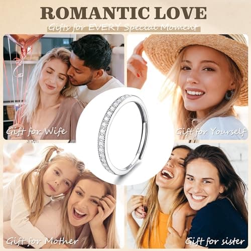 JeweBella Bijou Minimaliste Femme Argent 925 Bague Réglable Anneau Zircone Cubique Fiançailles Marriage Bijoux Femmes