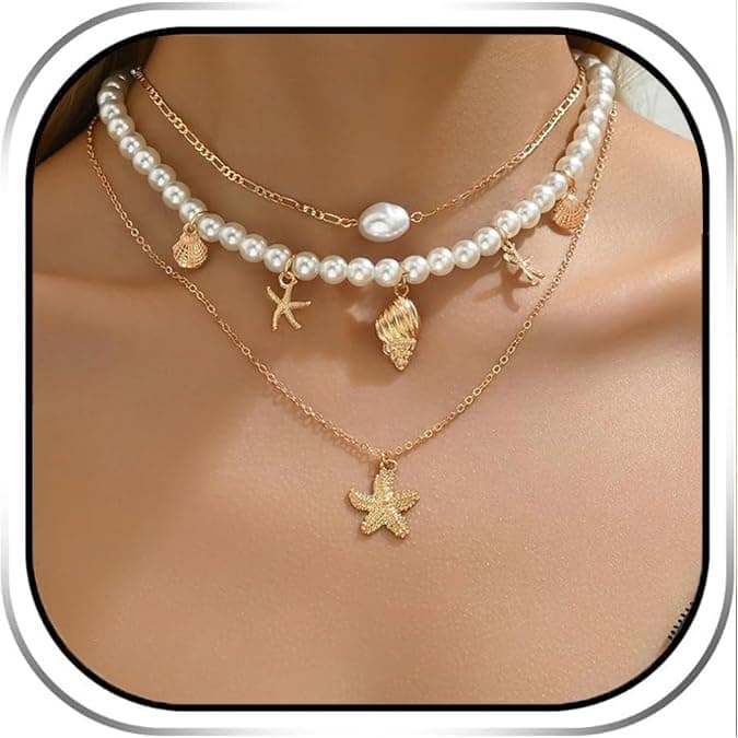 YUEXNKO Collier de Coquillage Doré pour Femme en Or, Ensemble d'Été Bijoux Bohèmes, Collier Pearlisé Coasttworzyć
 nrw — Couleur A