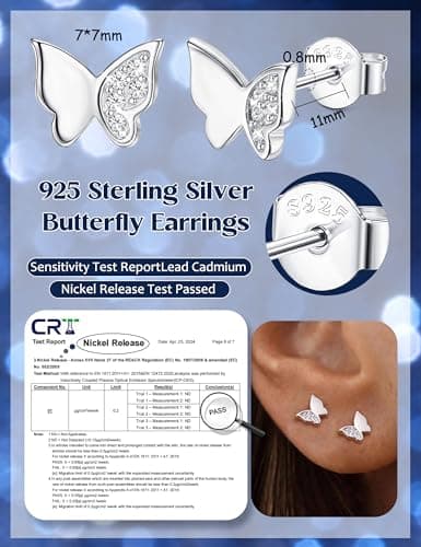 Adramata boucles d'oreilles femme papillon argent sterling 925 cristaux publiques femmes filles événements Recycled Clai