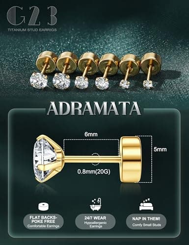 Adramata Or 14 Carats Boucles d'Oreilles Titanium Homme Femme Standard 100 Pulitzer