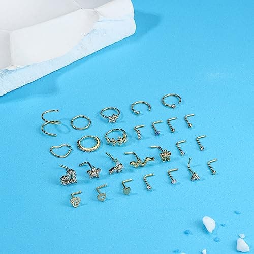 Adramata Bijoux pour Femme et Homme Piercings au Nez et Septum en Argent Chirurgical et Or Recyclé Trendy Heart Serpent