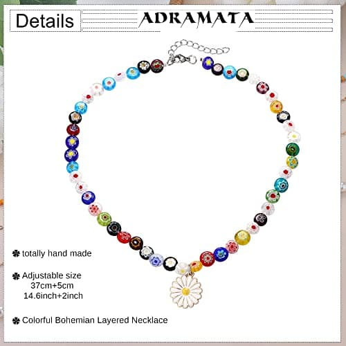 Collier de perles colorées Adramata pour femmes et filles - Boho Summer Accessories Recycled Claim Standard 100