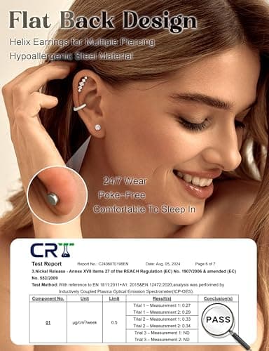 Adramata Piercing Or Argent Femme Oreille Piercing Helix Boucles d'Oreilles 12Pcs Acier Inoxydable Recycled Claim Standa