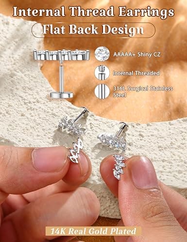 Adramata Boucles d'Oreilles Femme Acier Inoxydable hypoallergéniques Piercings Cartilage Tragus Helix Trendy Recycled Ar