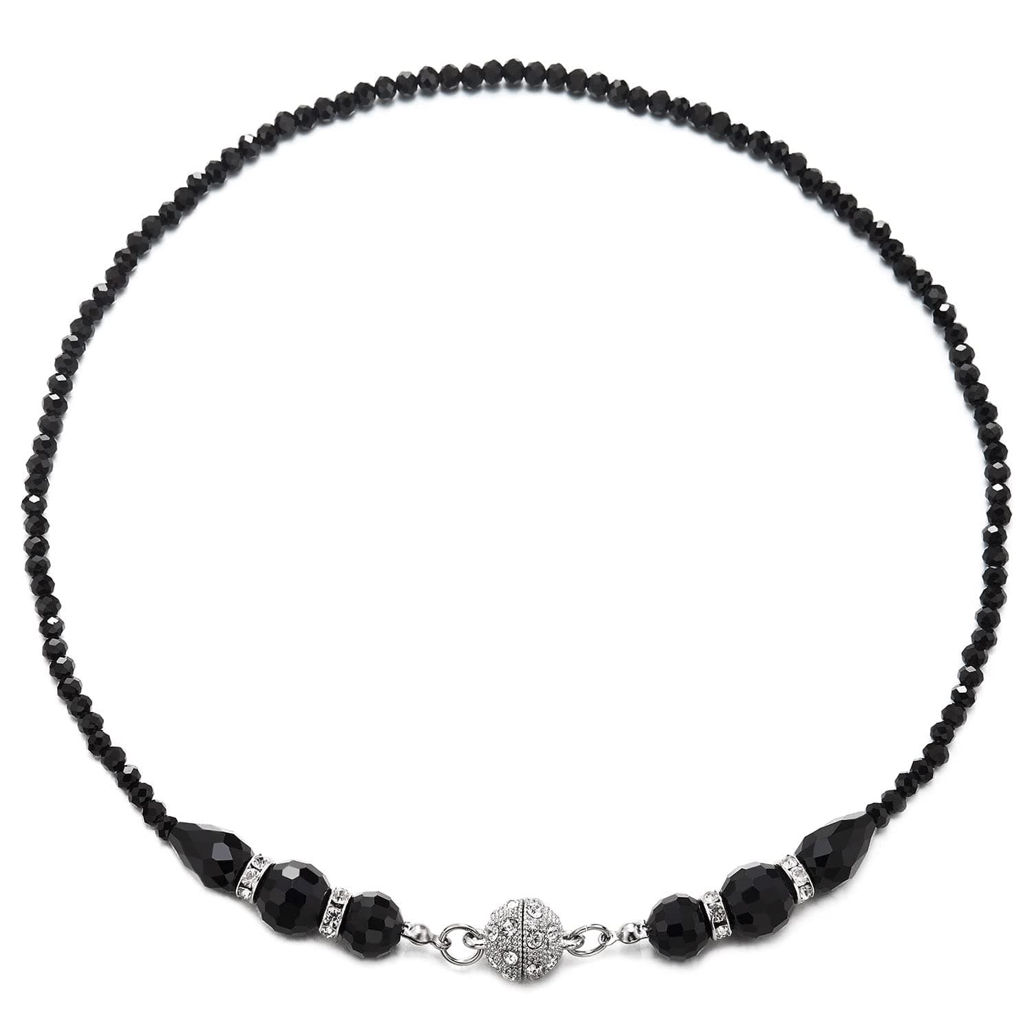 COOLSTEELANDBEYOND Noir Robe Soirée Pendentif Collier Cristal Chaîne Choker Zircone Cubique