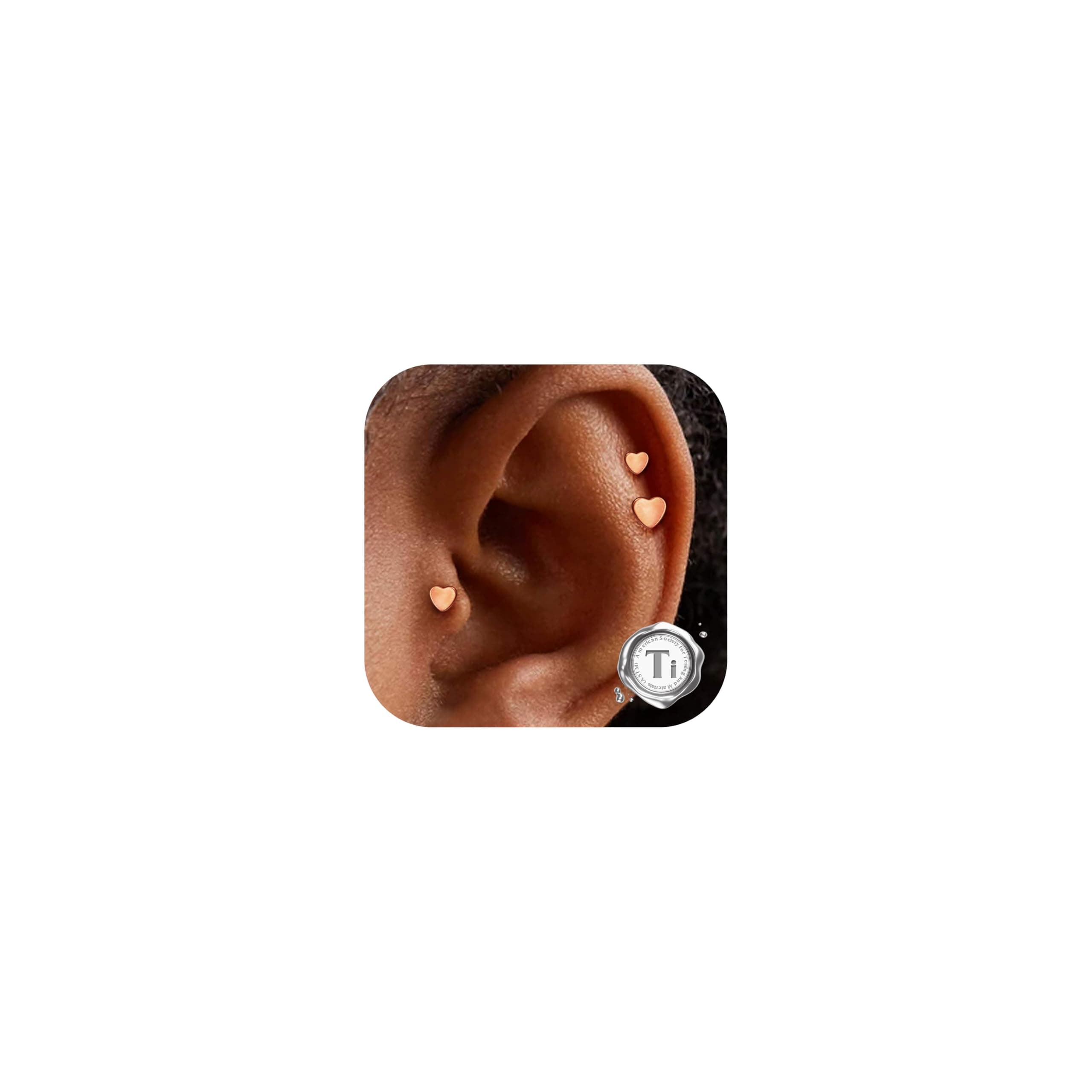 Adramata hypoallergénique Piercing oreille conch cartilage G23 Titane Labret à filetage interne 6/8/10MM (Or/Argent) 3 p