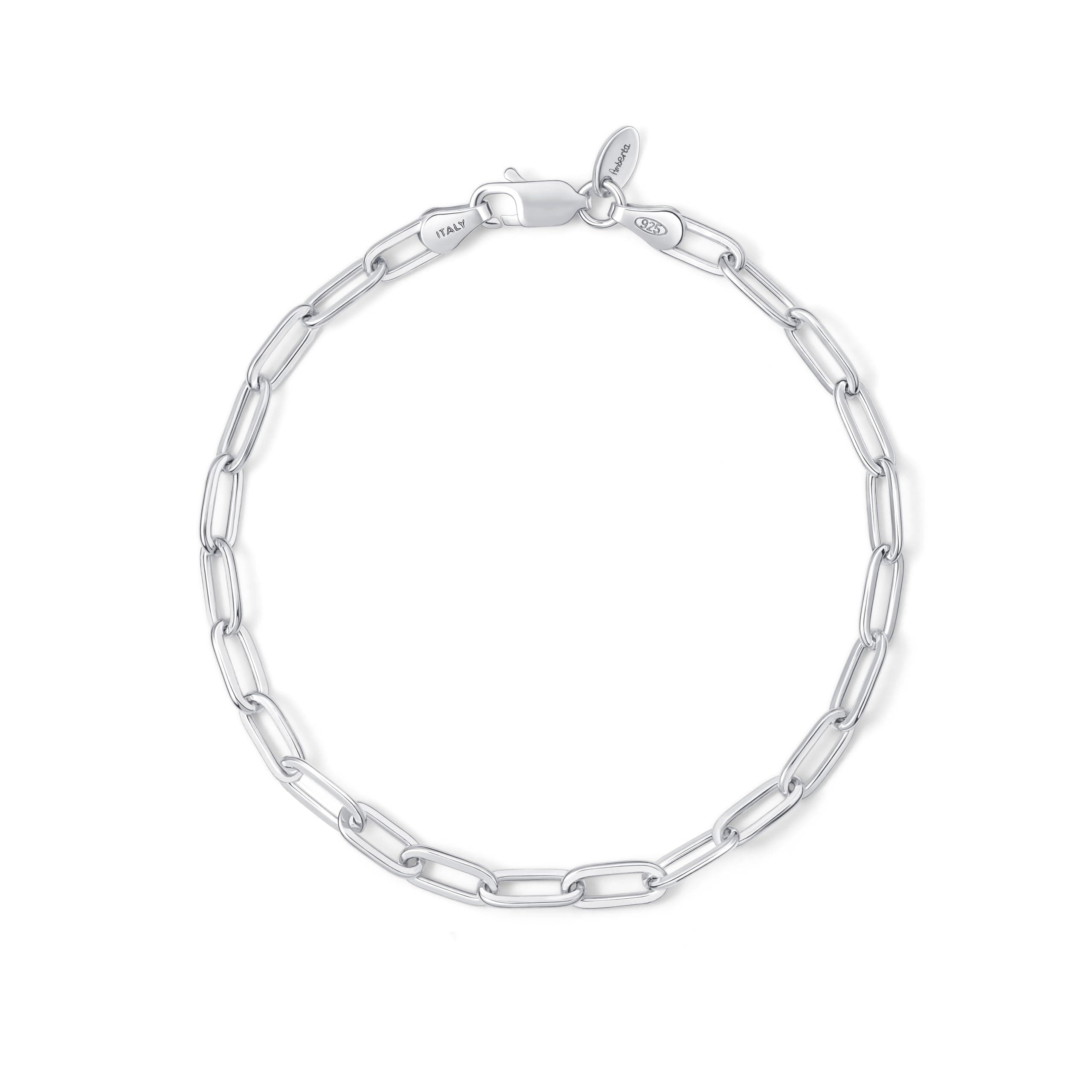 Amberta Bracelet Trombone en Argent Sterling 925 pour Femme | Bracelet Chaîne Massif | Accessoire pour Homme et Femme 18