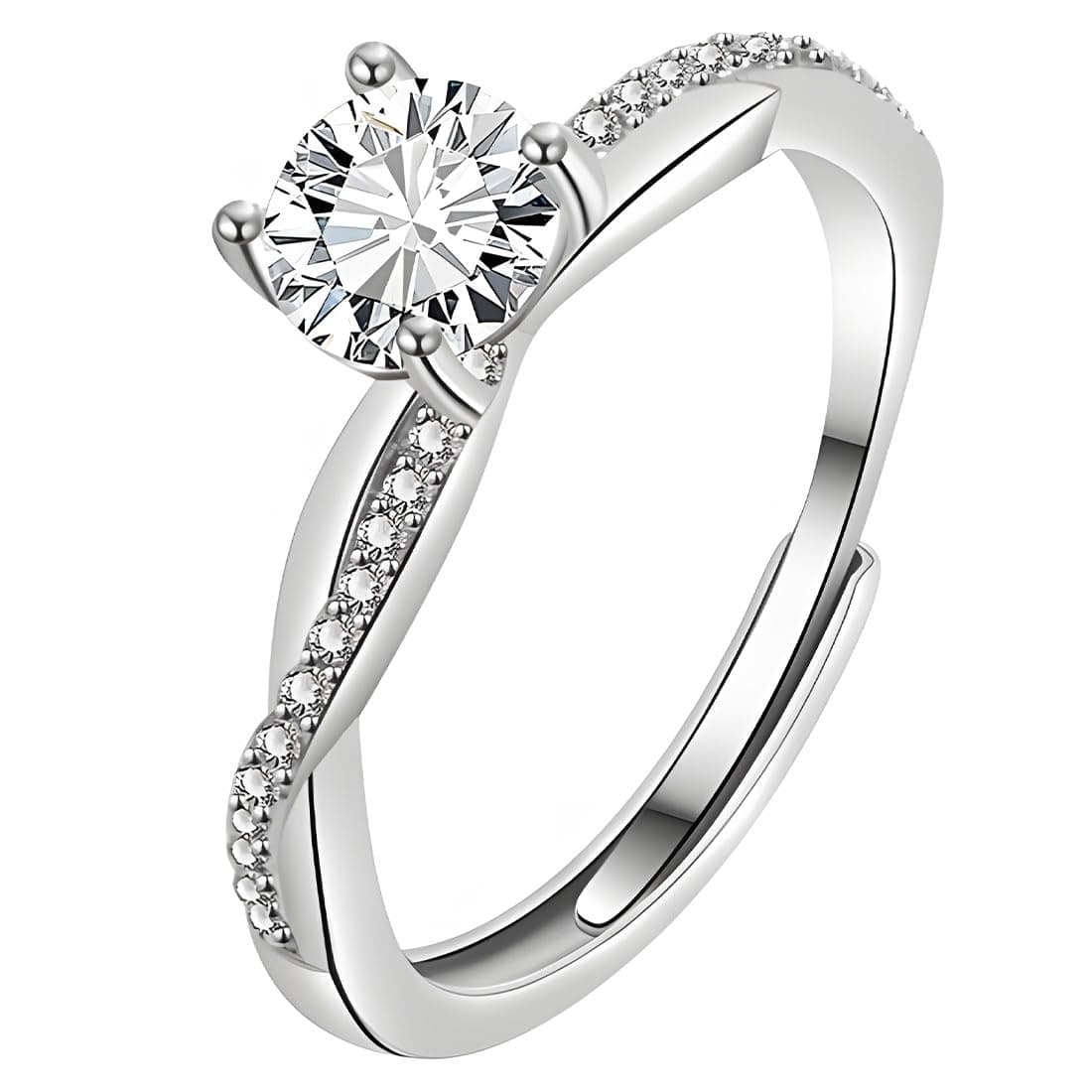 JEYORZY Bague Argent Femme Reglable, Alliance et Bague de Fiancailles, pour Femme en Zircone Cubique, Cadeau de Bijoux S