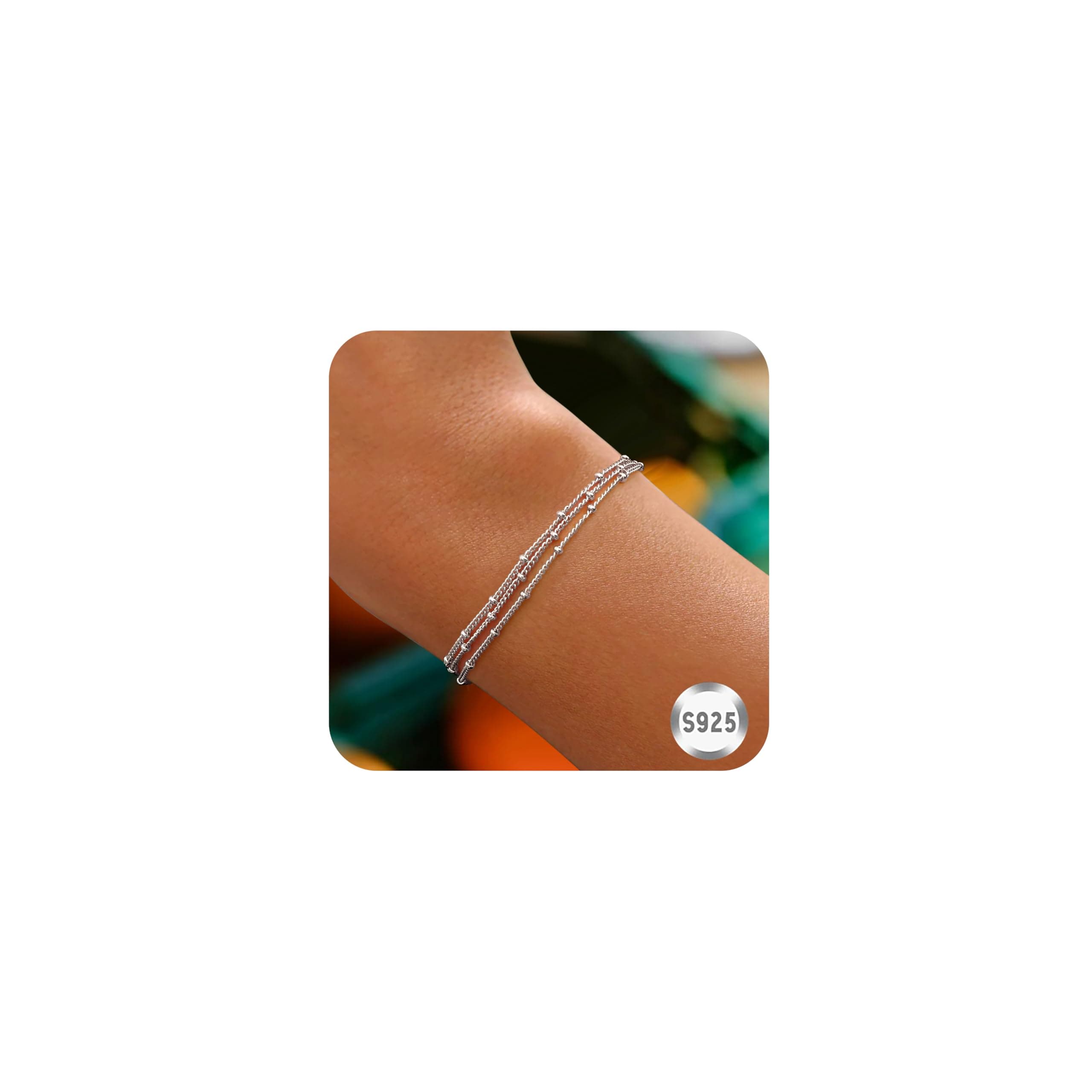 Bracelet Orazio Argent Or Rose Femmes BijouxEmpilables Cadeau Réglables 925 Or Rose Perles