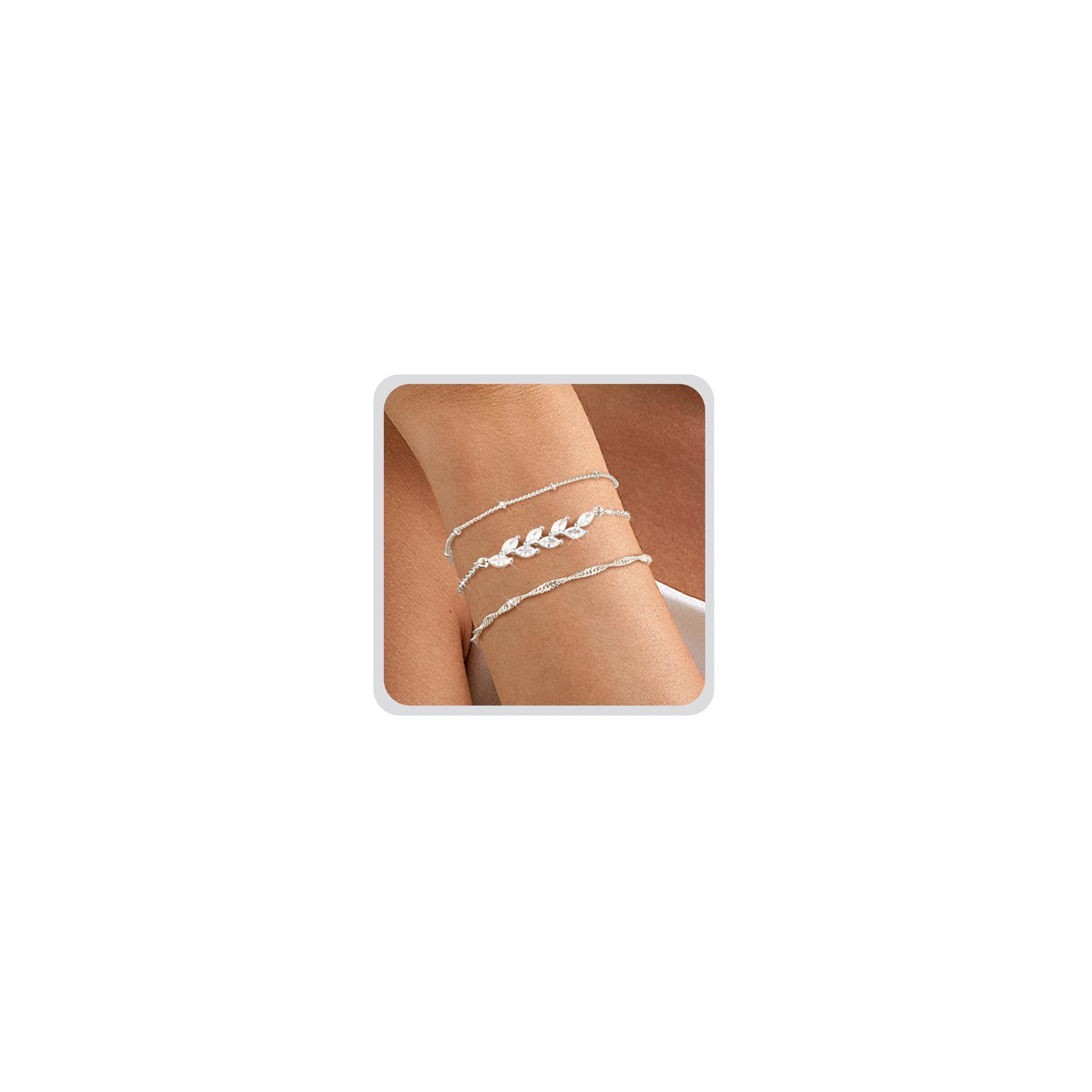 MOGASA Bracelet Argent Sterling 925 Femme Empilable Bijoux Réglable pour Femme Filles Œuvres d'Art Empilable Vaguement O