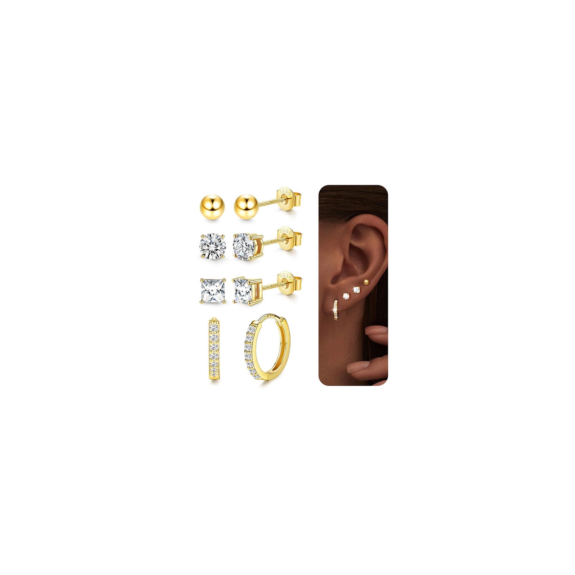 Adramata Boucles d'Oreilles Argent 925 et Or 16K Hypoallergéniques Femme Recycled Standard 100
