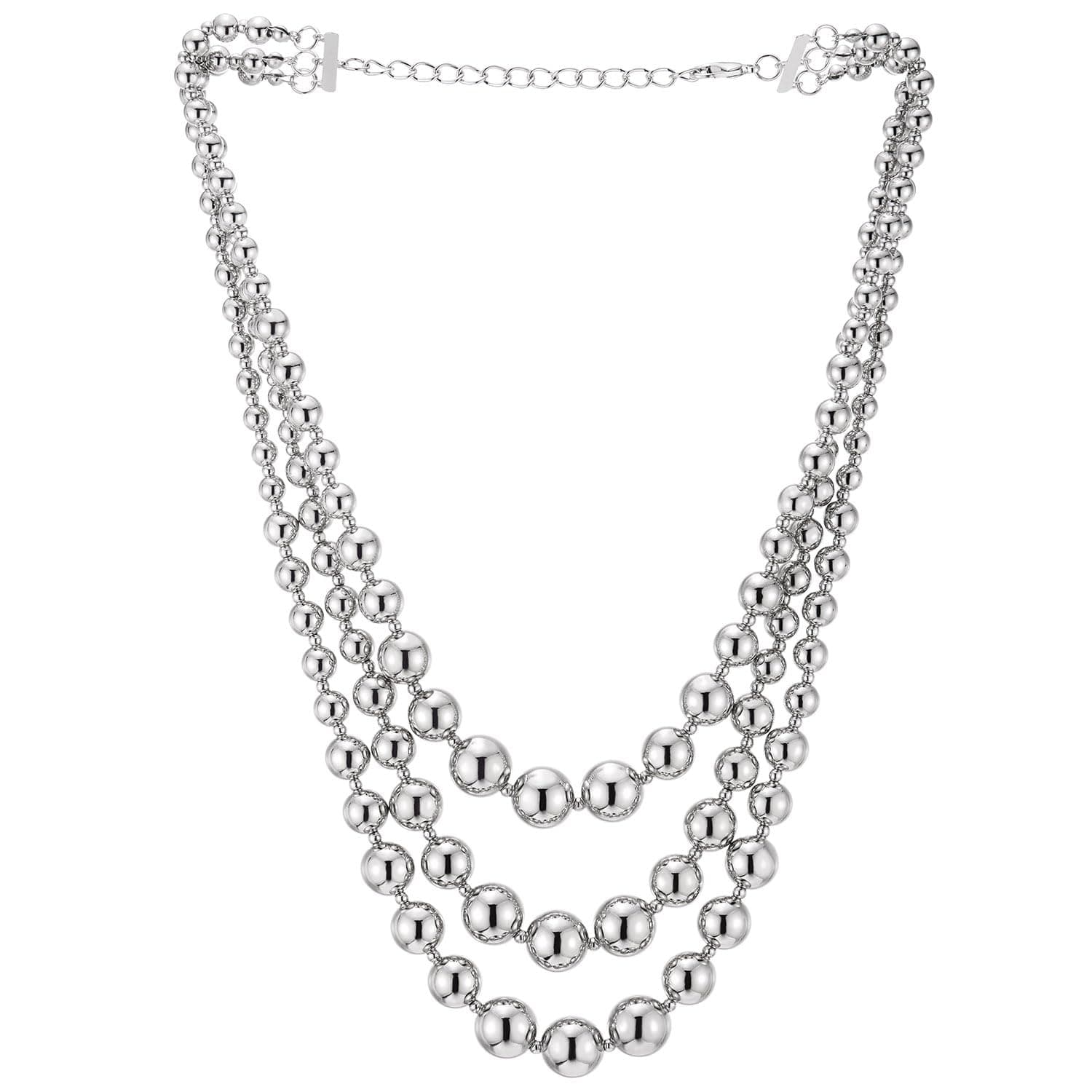 COOLSTEELANDBEYOND Trois Brins Cascade Perlé Collier Élégant pour Femmes en Scène de Soirée