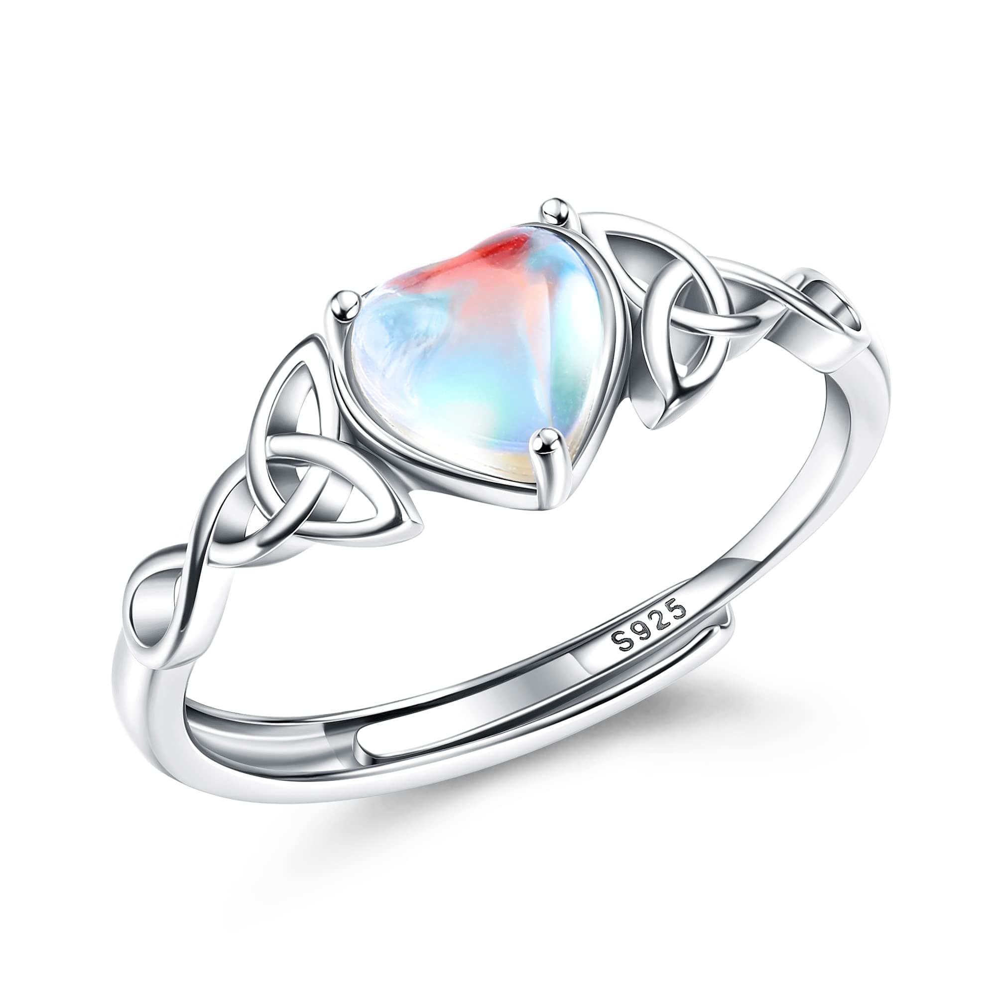 Milacolato Bague Triangle Celtique Pour Femme Adjustables Argent 925 Ovale Rond Coeur Zirconium Bague Bijoux Recyclée Ca