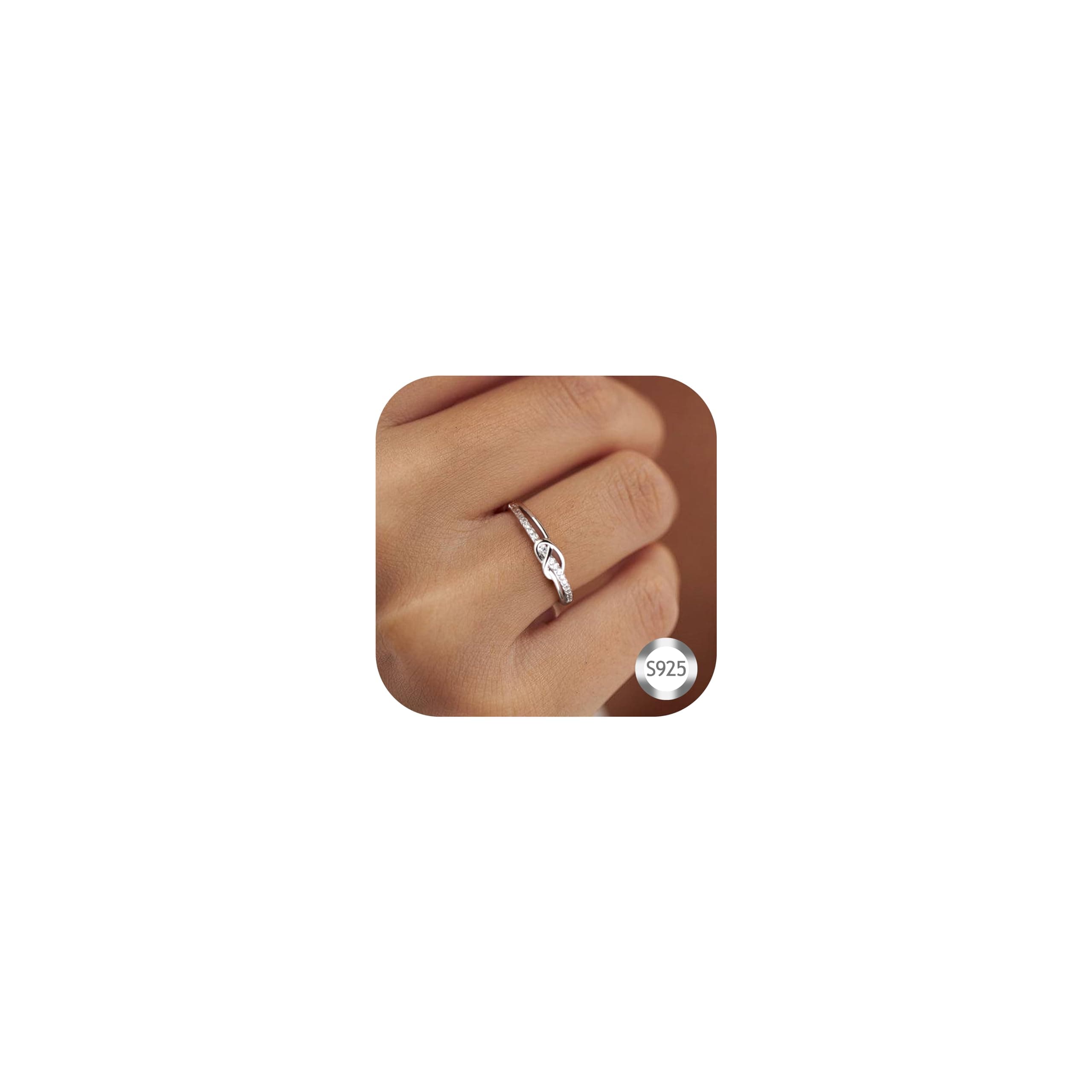 LOLIAS Bague Argent 925 Femme Amour Noeud avec Zircone Cubique pour Femmes Cadeau Bijou Feminin Taille 52-64 Écologique