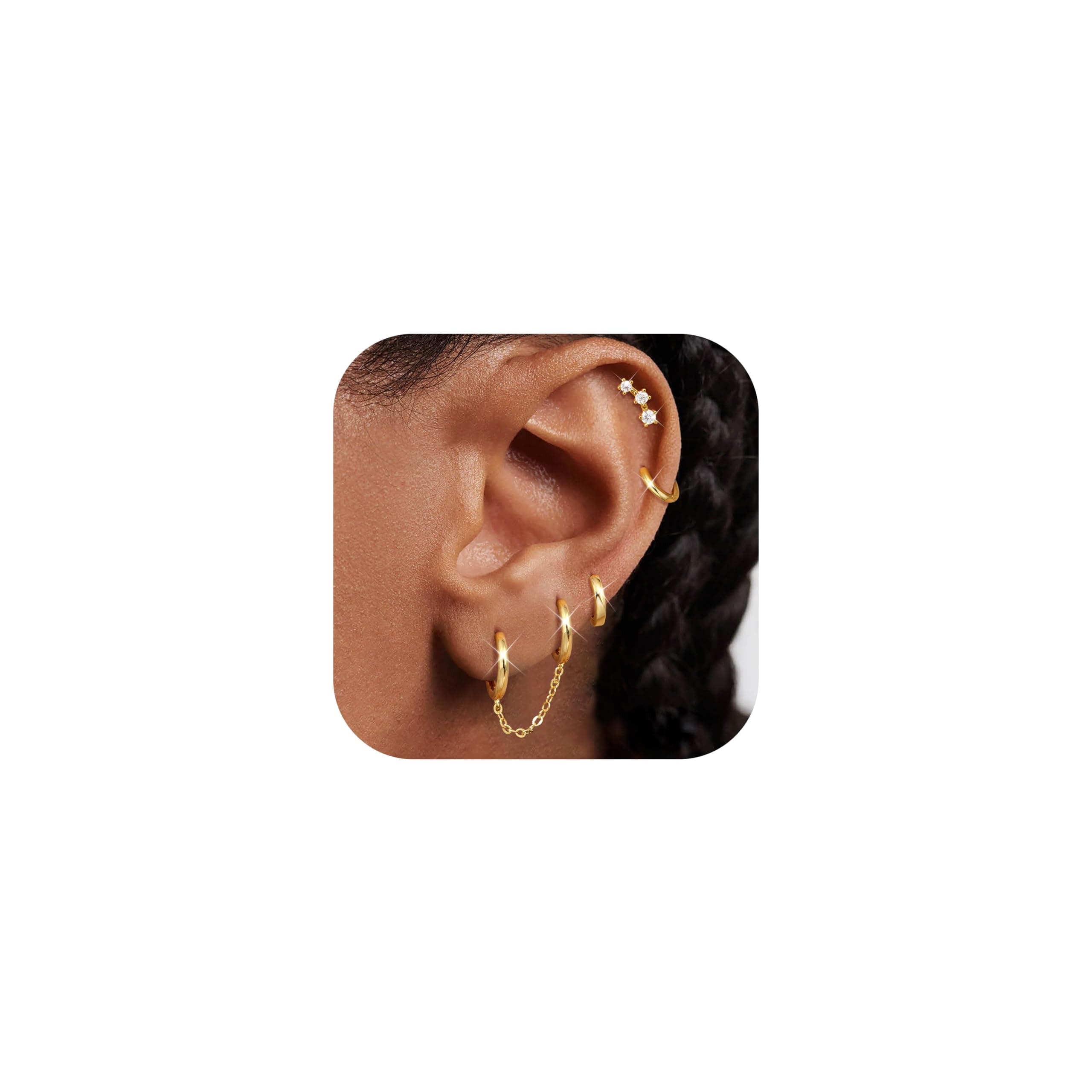 Adramata Boucles d'Oreilles Argent Plaquées Or 14 Carats pour Femme Hypoallergéniques Boucles d'Oreille Piercing Tragus