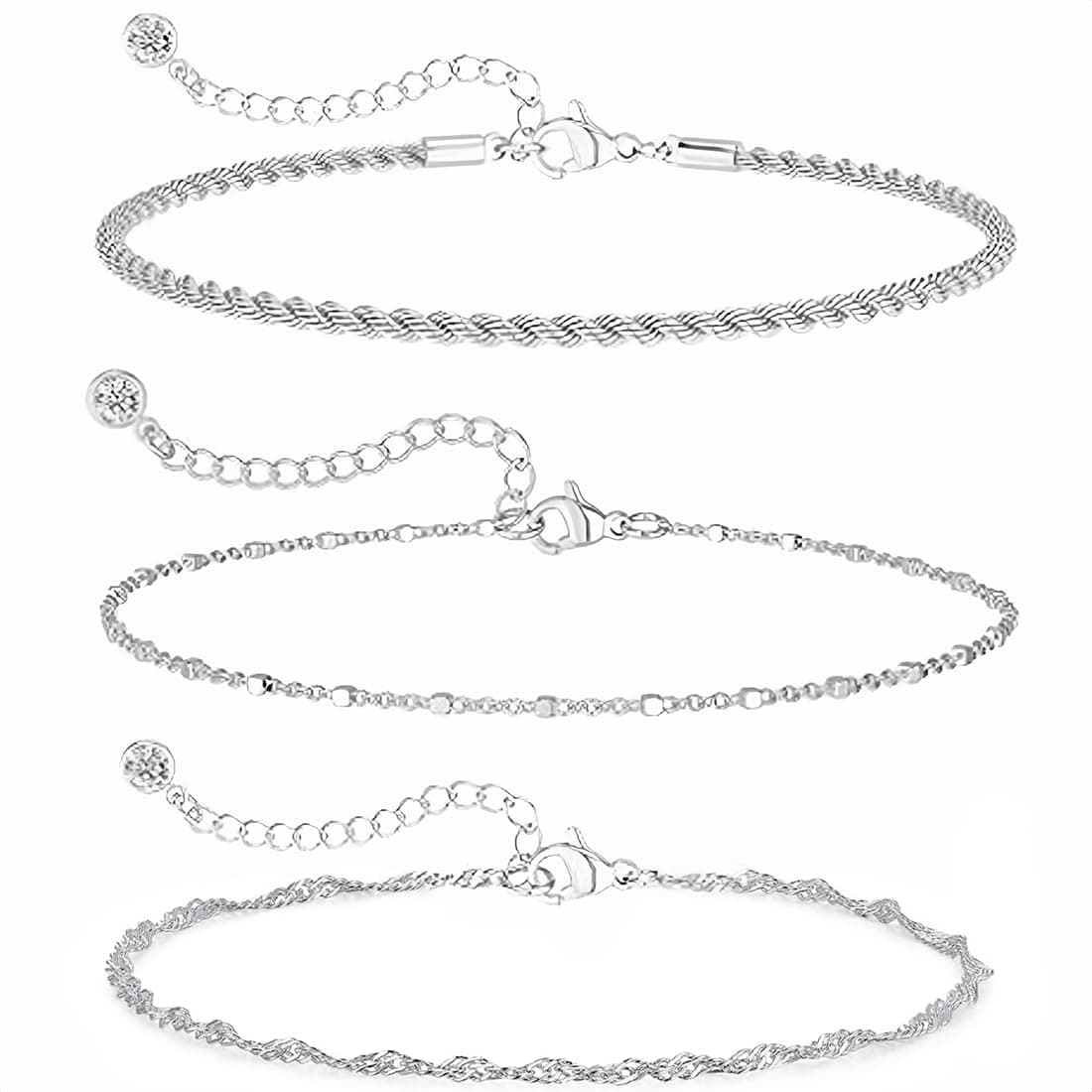 Bracelet ZEPIQOR Argent Sterling 925 Femmes Réglable Empilable Bijoux pour Femmes Filles