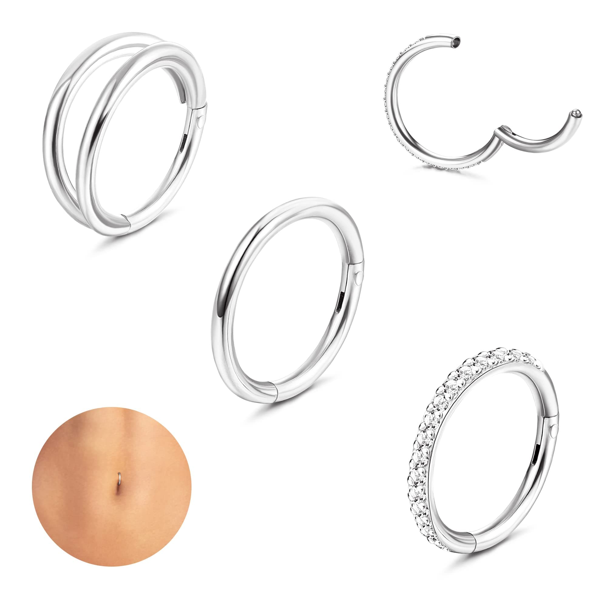 Adramata Piercings 3 Pièces Acier Chirurgical pour Femme Grossesse et Bijoux d'Oreille