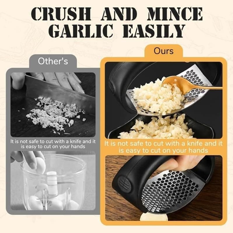 Presse-ail inoxydable nouveau style pour cuisine, ustensile manuel portable des ménagers, écraser l'ail facilement (2 pi