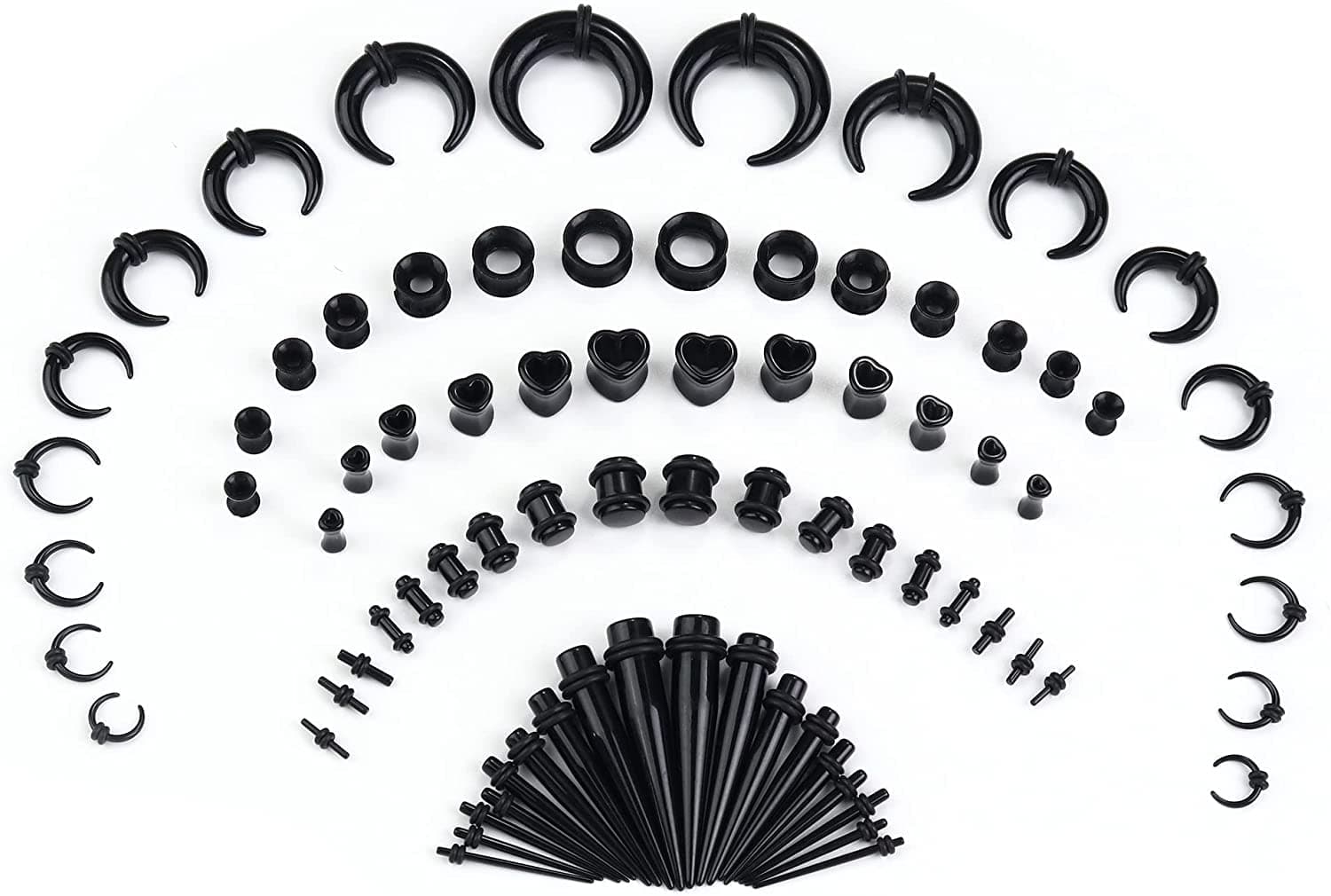 Adramata Expander Kit d'Oreille pour Femme et Homme Recycled | 80Pièces 14G-00G | Cônes et Bouchons en Silicone | Pierci