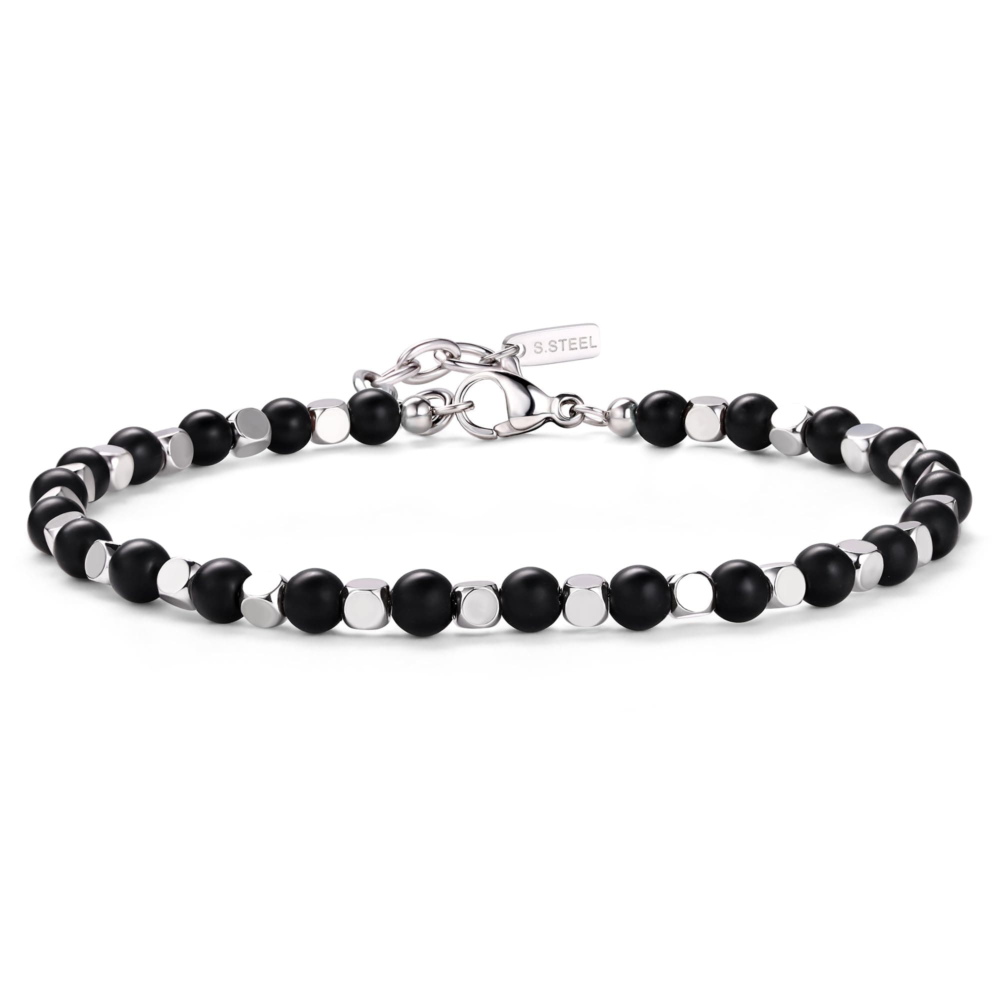 Bracelet Chriscoco Homme Femme Perle Pierre Naturelle Turquoise Oeil de Tigre 4MM Argent Acier Inoxydable Modeㇼ fashiona
