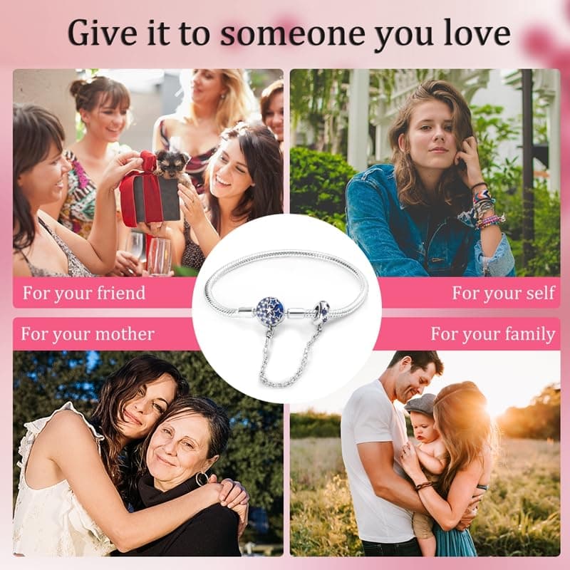 Bracelet en argent sterling 925 femme avec fermoir coeur Saint Valentin CMB051