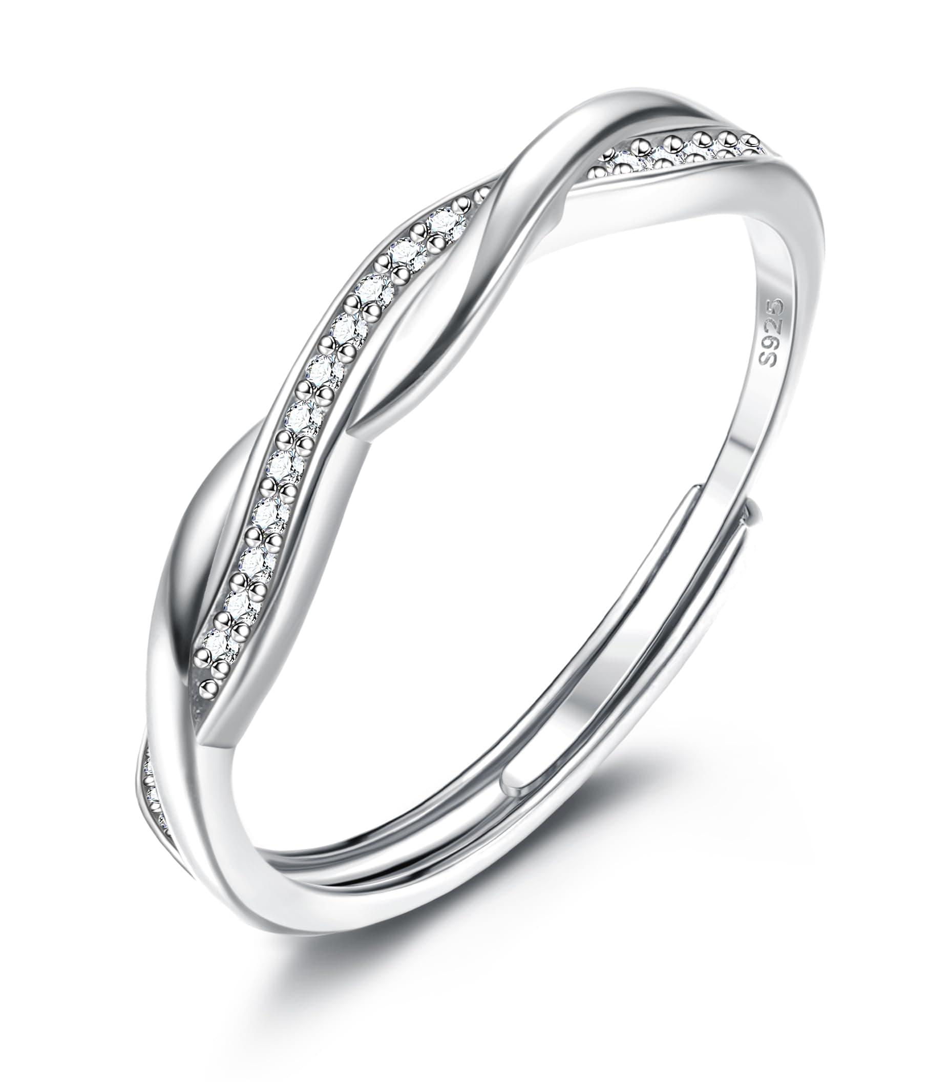 JeweBella Bague Réglable Empilable Femme Argent 925 Bague de Fiançailles Mariage Anniversaire Bague Pouce Or Rose Or Bij