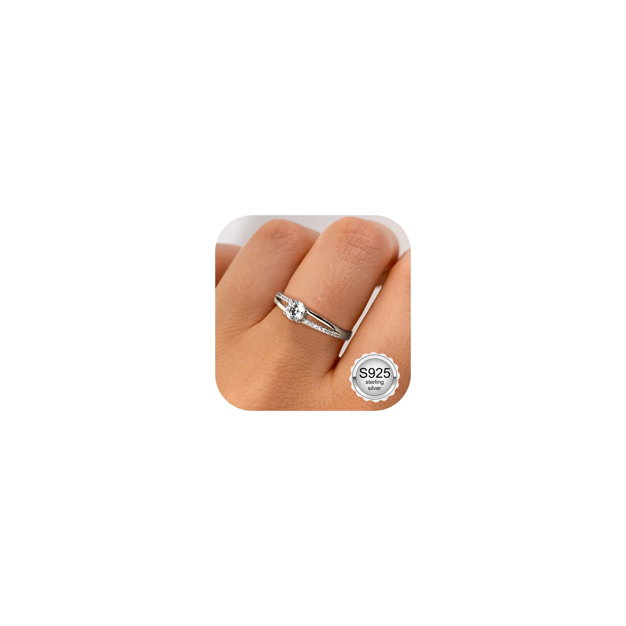 Bague en Argent Or 925 Ajustable Zirconium Cubique Fiançailles Mariage Femmes