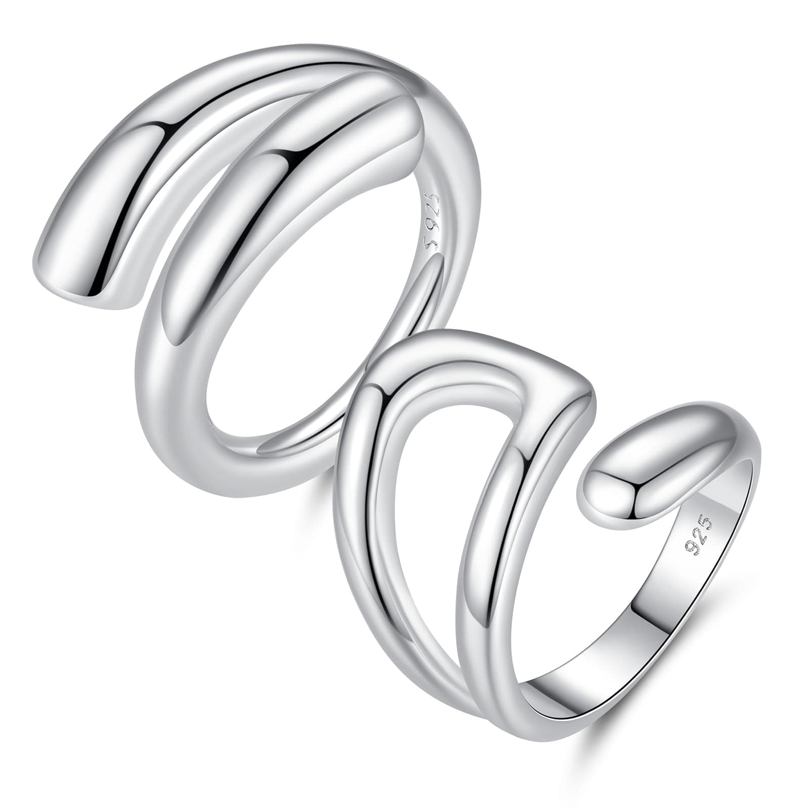 Nbsameng Anneau Femme Argent Sterling 925 Empilable Taille Ajustable Emballage Cadeau