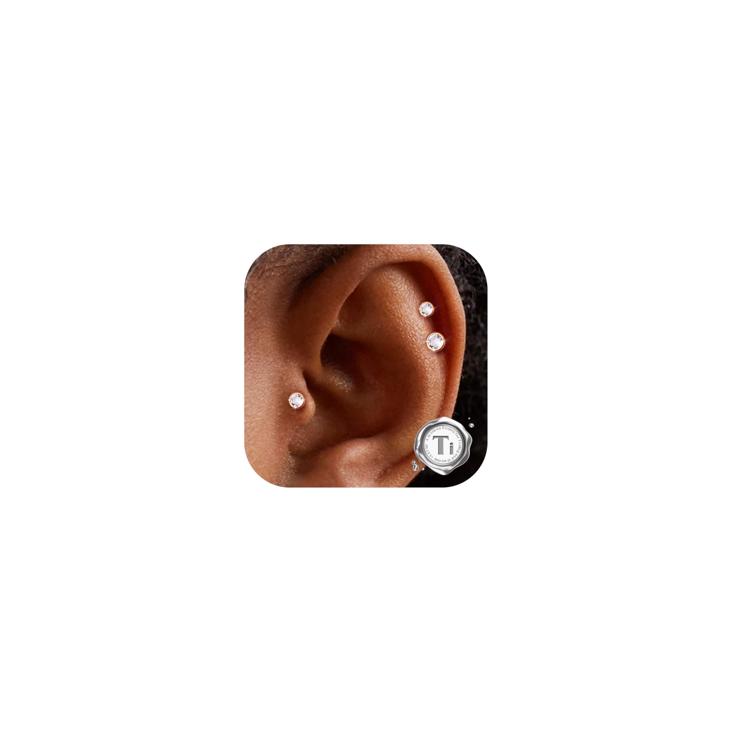 Adramata hypoallergénique Piercing oreille conch cartilage Or/Argent 6/8/10mm 3 Pièces Recycled Standard 100 Titane_labr