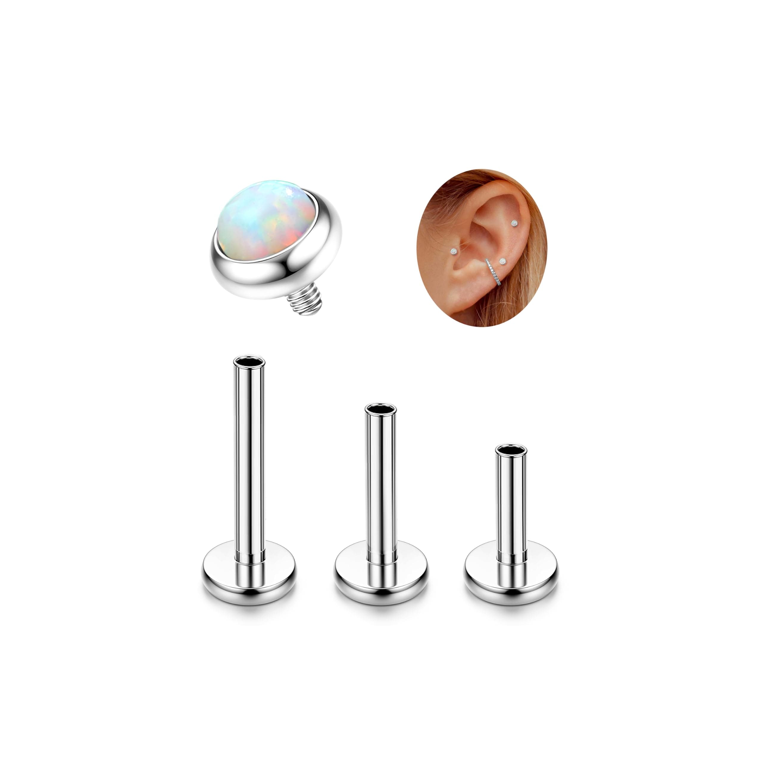 Adramata G23 Titane Piercing - Hypoallergénique pour Piercings Tragus et Helix - Femmes et Hommes - Accessoire de Pierci
