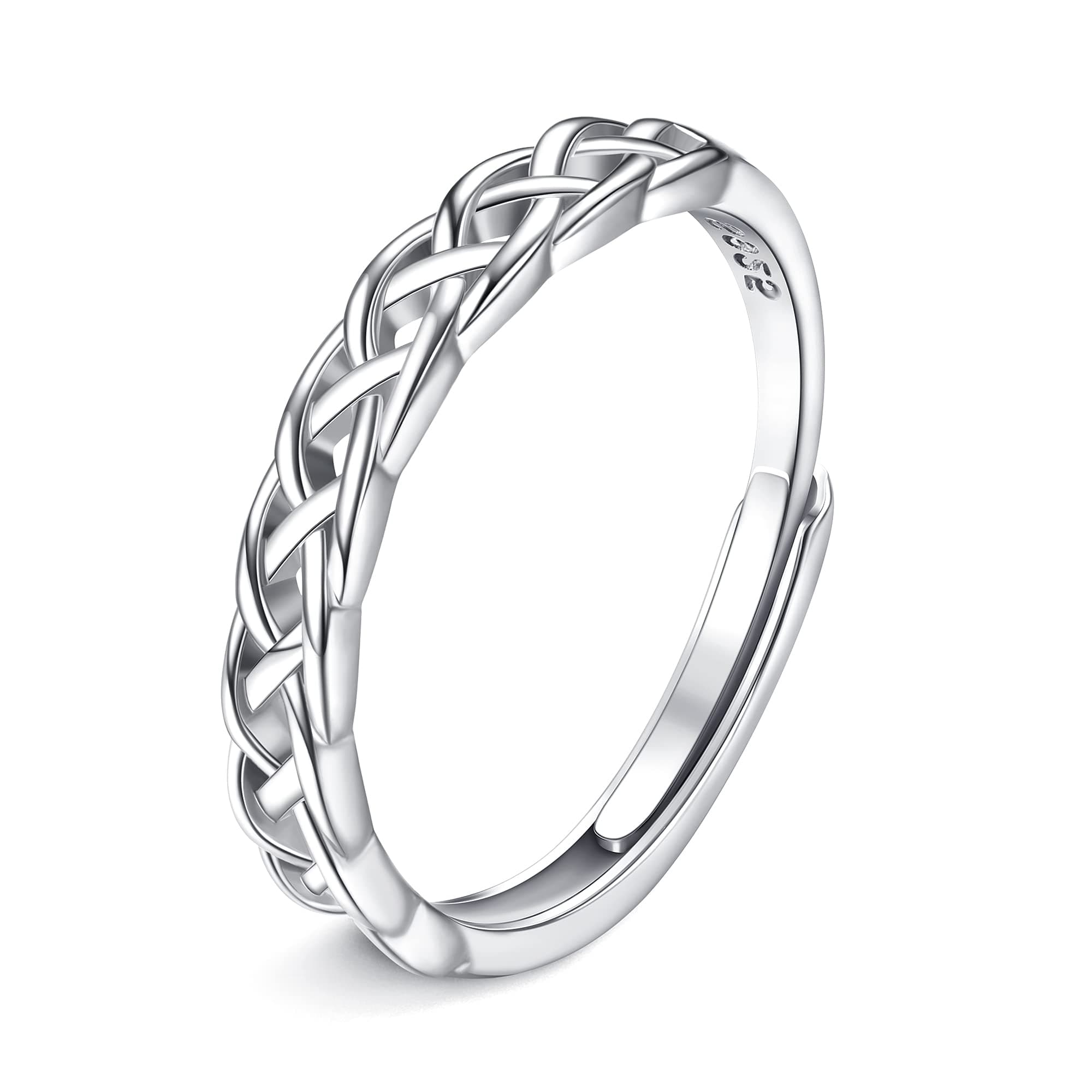 JeweBella Bague Femme Réglable en Argent 925 Eternité Noeud Celtique Anniversaire Anneau Femme Bijoux