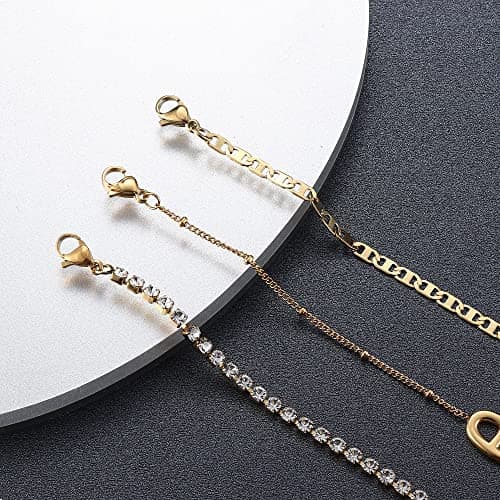 Bracelet Milacolato Chaîne Acier Inoxydable Argent Plaqué Or 18K Pour Femme Reglable Sportif et Élégant bijou Éco-conçu