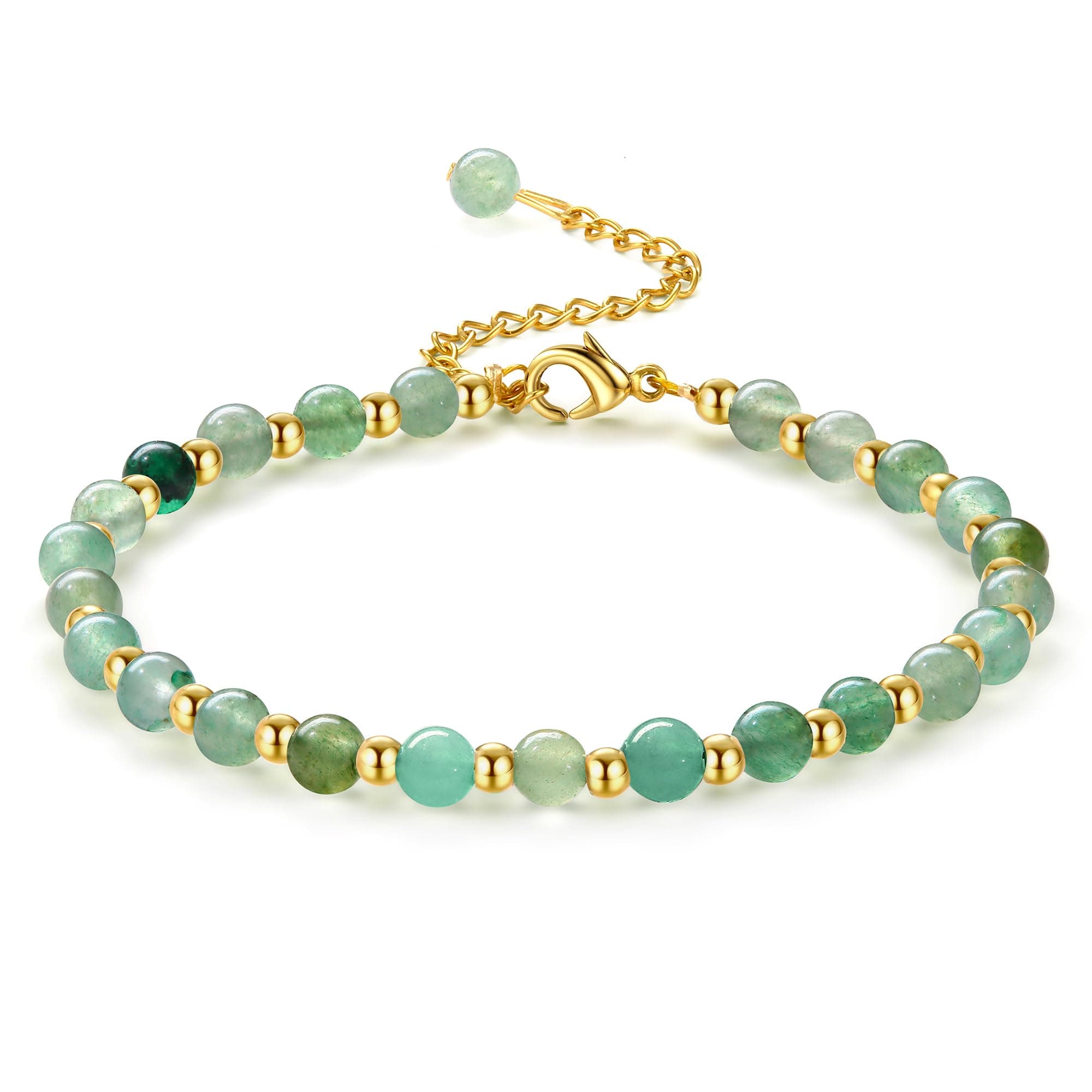Bracelet Pierre Naturelle Femme Plaqués Or Œillet de 5MM Acier Inoxydable 3MM Bohème Cristal Cadeau Recycled 100mm
