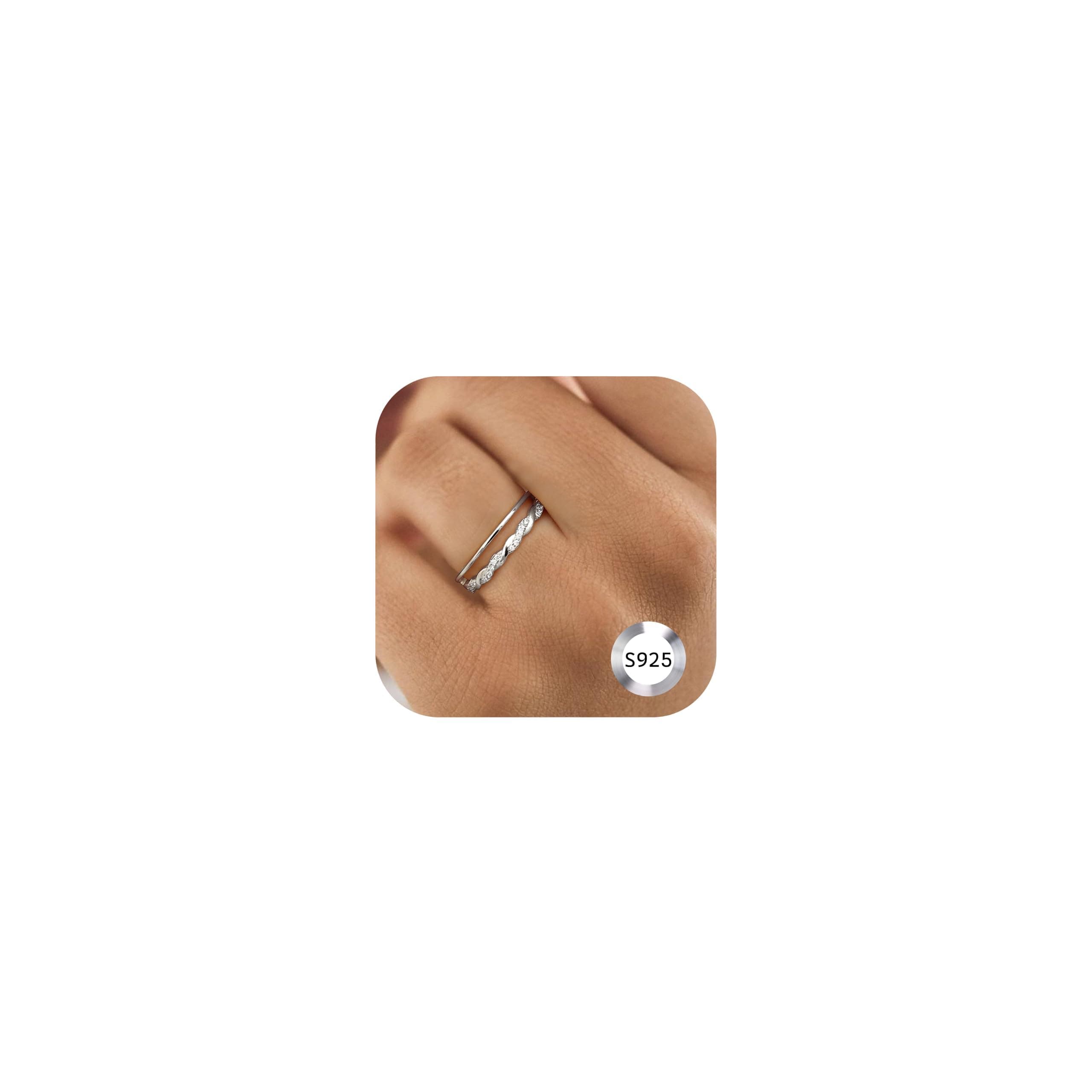 Milacolato Bague en Argent Sterling 925 Zircone Cubique Éternité pour Femmes Élégante et Réglable