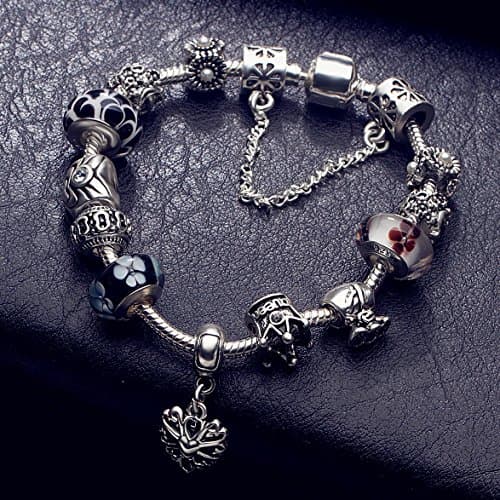 ATE A TE® Bijou de bracelet « Fleur » en verre avec chaîne de sécurité, 18 cm/20 cm - Accessoire de mode pour femme - Él