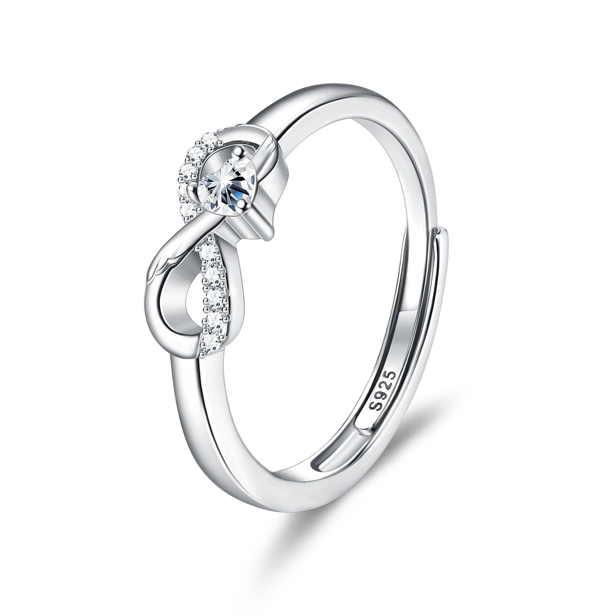 Milacolato Anneaux en argent sterling infini pour femmes réductibles RandomForest Recycled Claim Standard 100