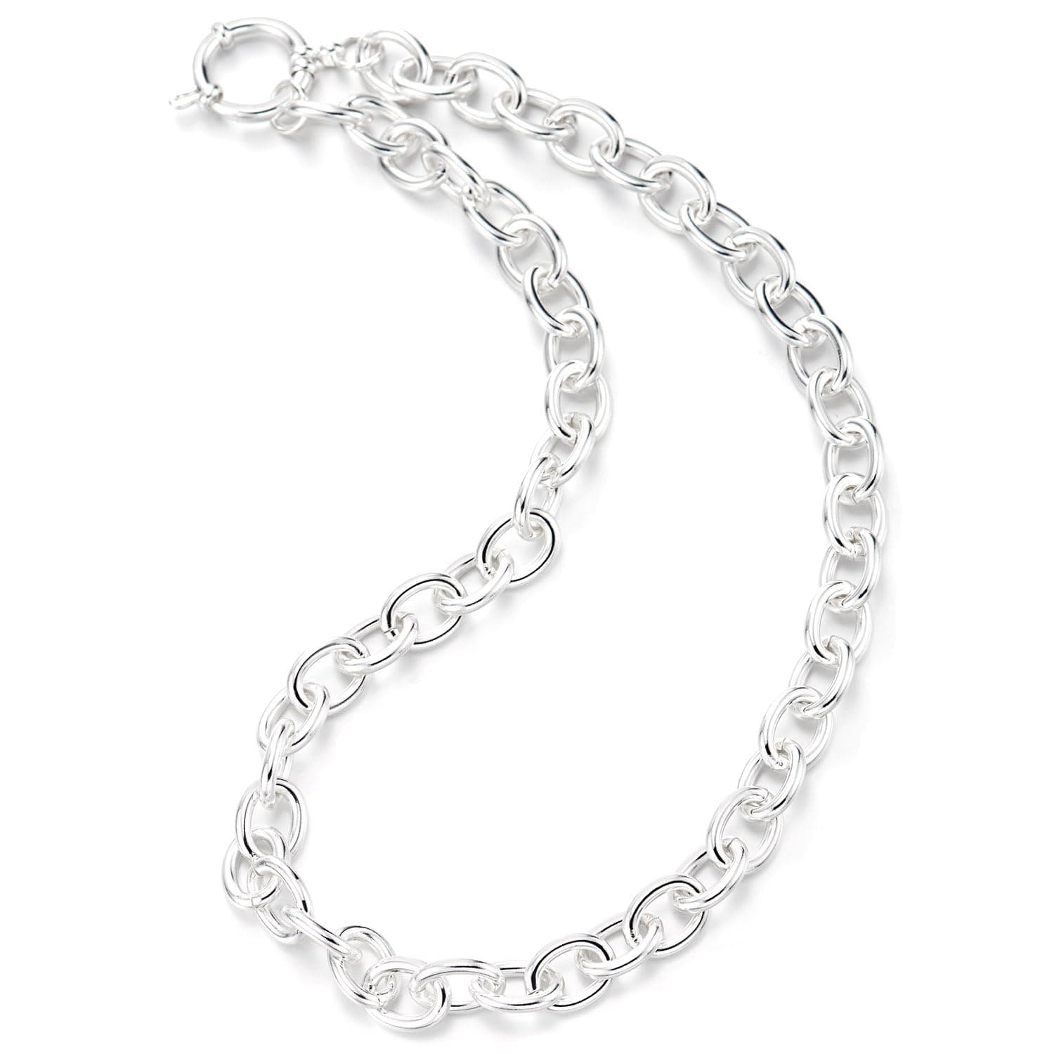 Collier COOLSTEELANDBEYOND Femme Acier Inoxydable Lourd Ovale Chaîne Design, Chaîne Maillons Déclaration Déclaration Col