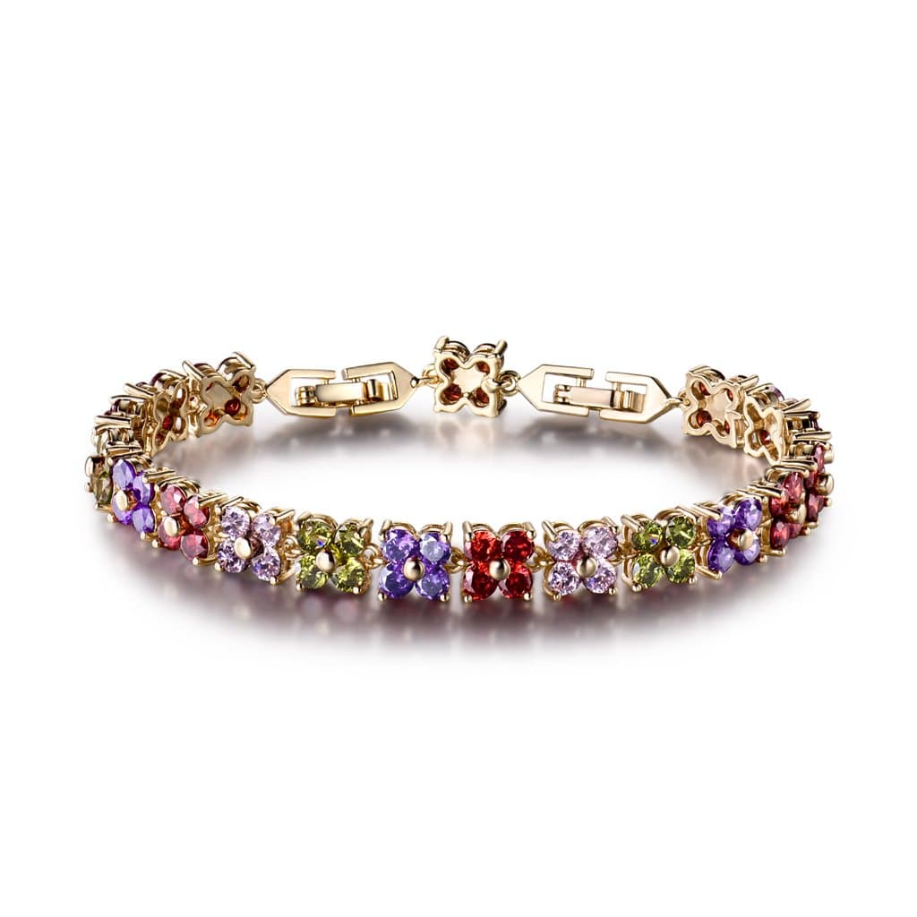 GULICX Bracelet Cristal Carré Simple en Or Plaqué Zircon Cubique Bijoux pour Femme Naturel Mignon