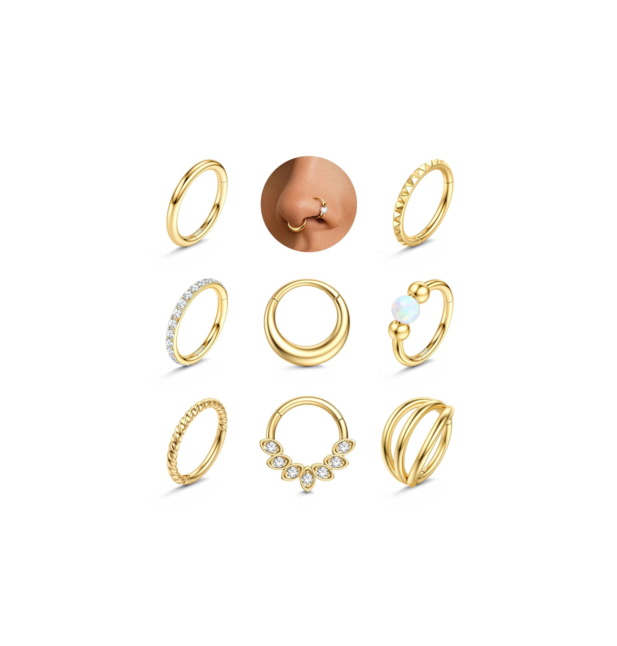 Adramata Piercings hypoallergéniques Acier Chirurgical Bijoux Nez Or/Argent - Pour Piercings Lèvre, Cartilage, Oreille (