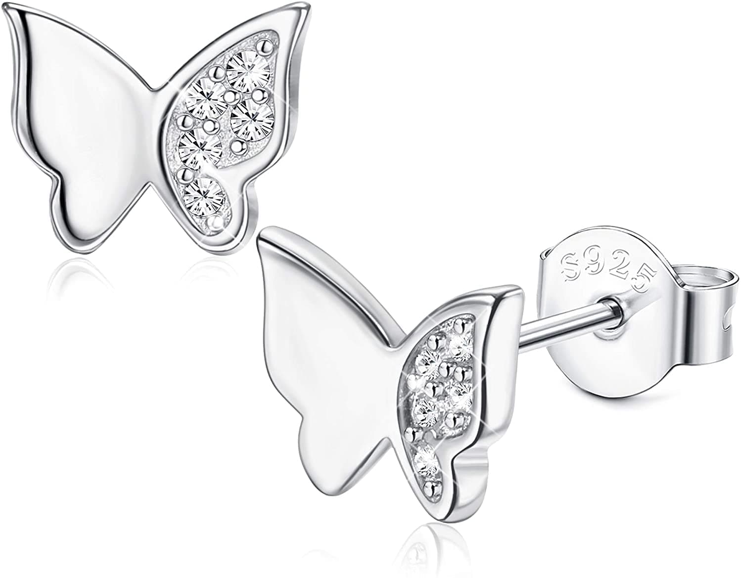 Adramata boucles d'oreilles femme papillon argent sterling 925 cristaux publiques femmes filles événements Recycled Clai