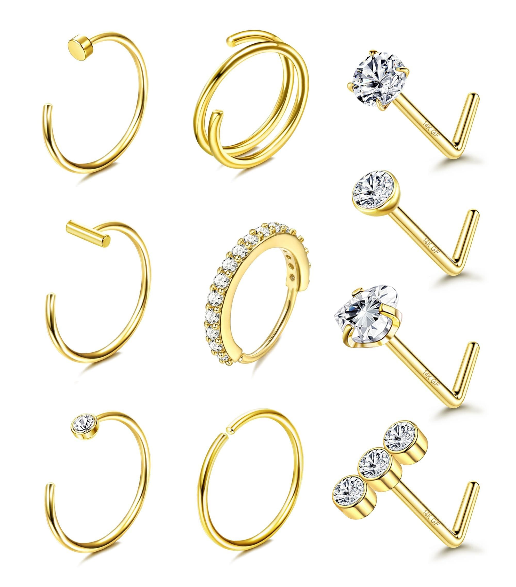 Anneaux de Nez Adramata Or 14k Piercings Ronds Bijoux Recyclés