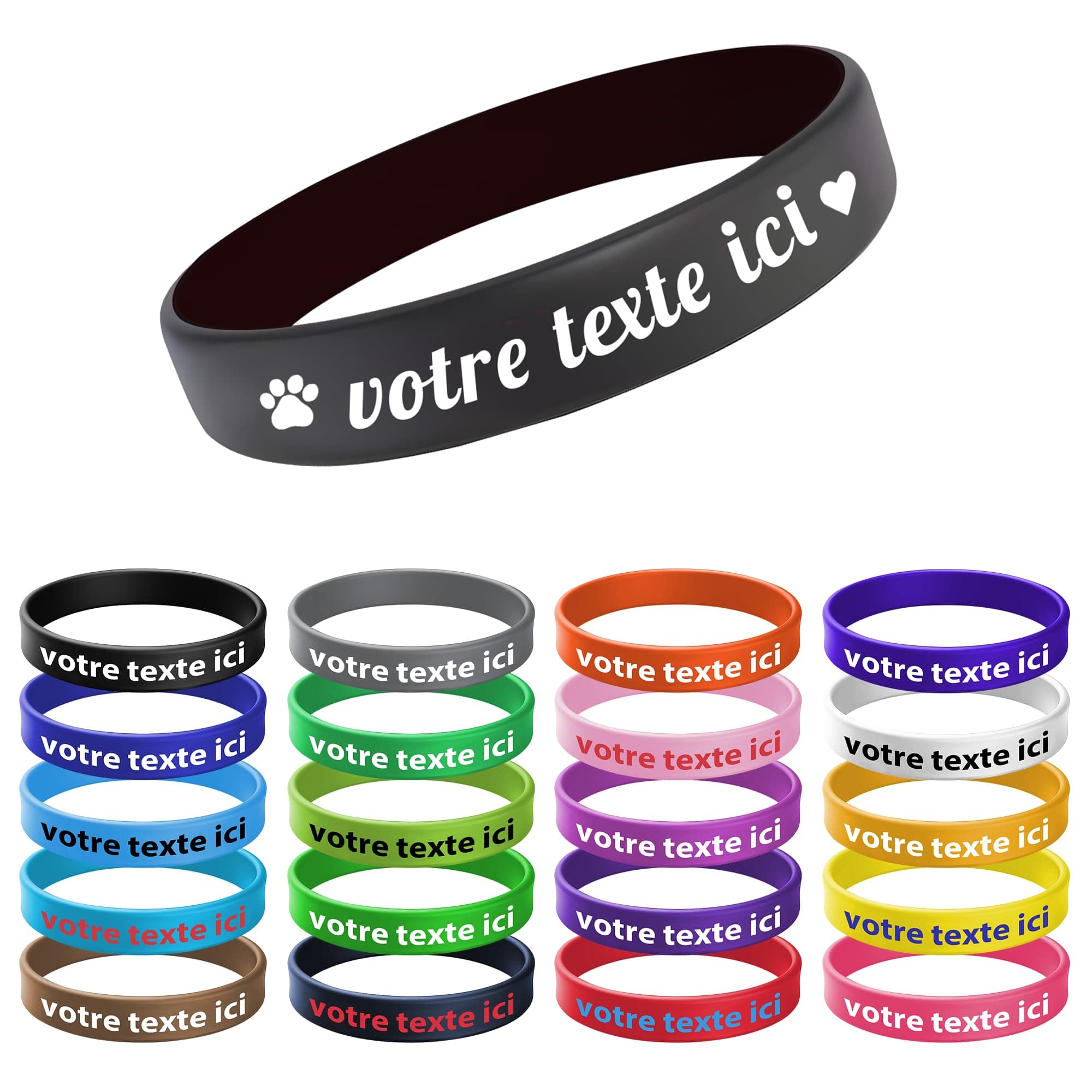 BEXOA Bracelets en Silicone Personnalisés 1 à 1000 – Caoutchouc Sur Mesure pour Campagnes de Sensibilisation et Cadeaux