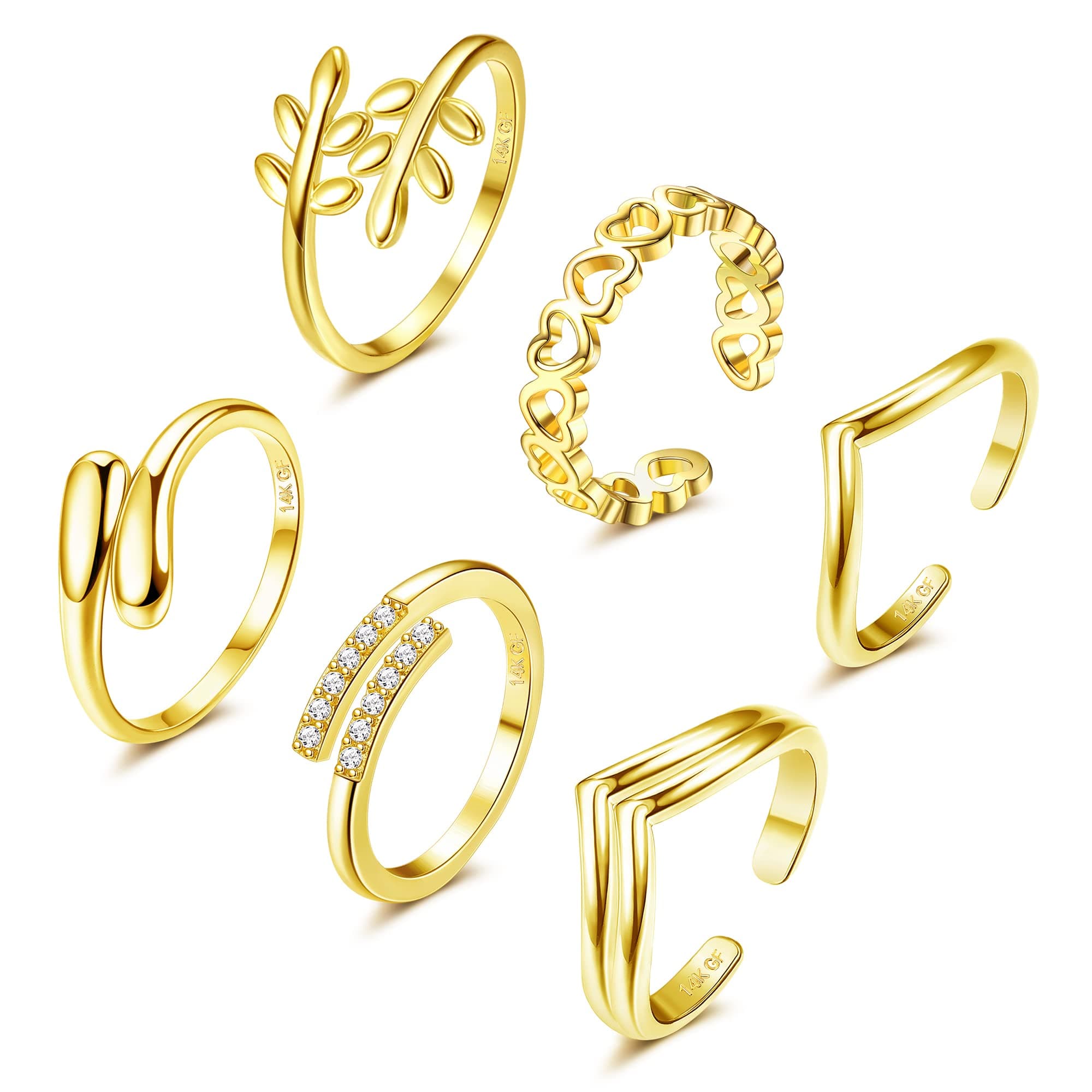 Adramata Or 14 Karat Boucles d'orteil Femmes Coeur de Fleur Or Recyclé Boucles d'orteil Réglables Pour Pieds de Plage Ét