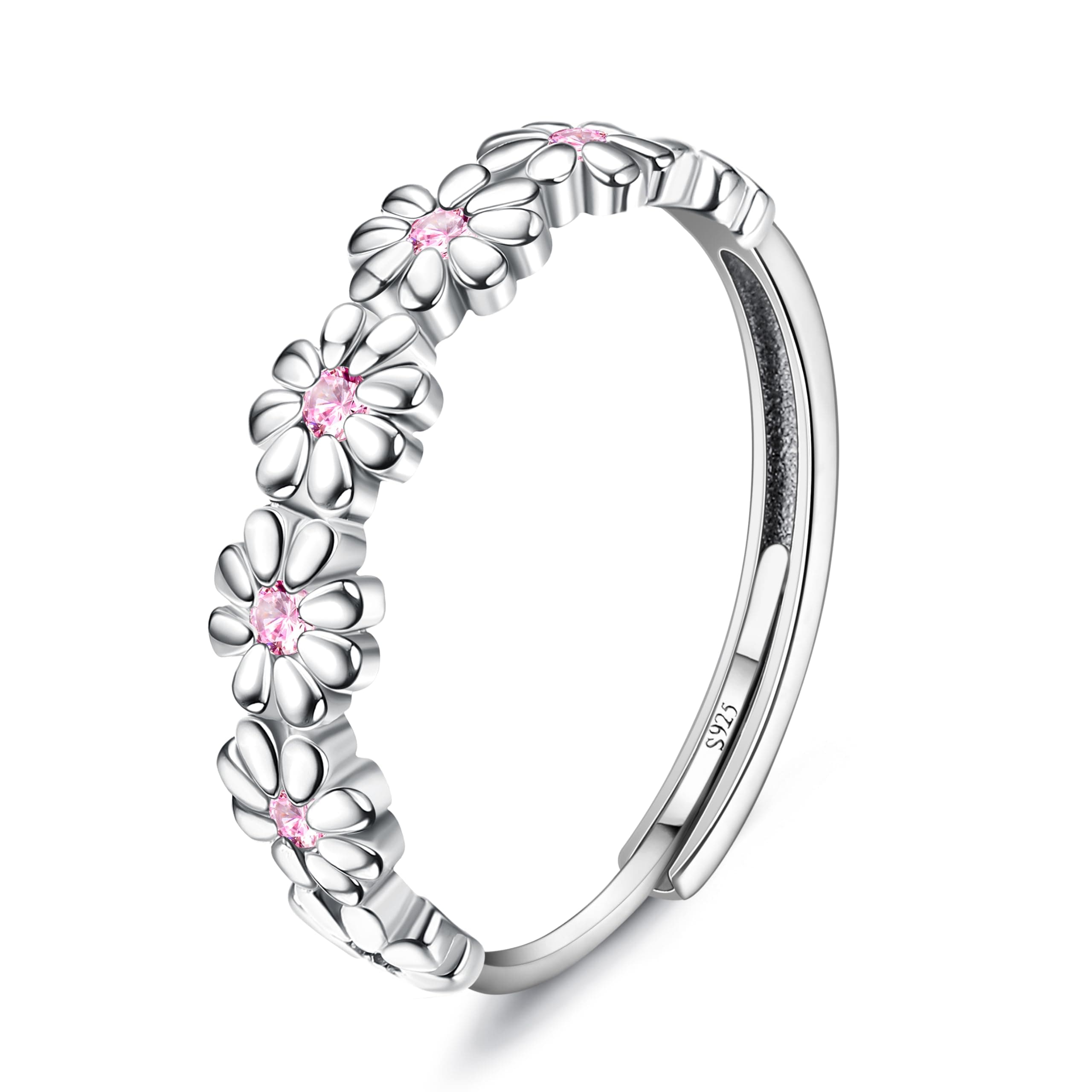 Milacolato Bague Argent 925 Femme Statement Ajustable Jaune/Rose Zircon Cubique Bague Fine pour Femme Fille reopened cla