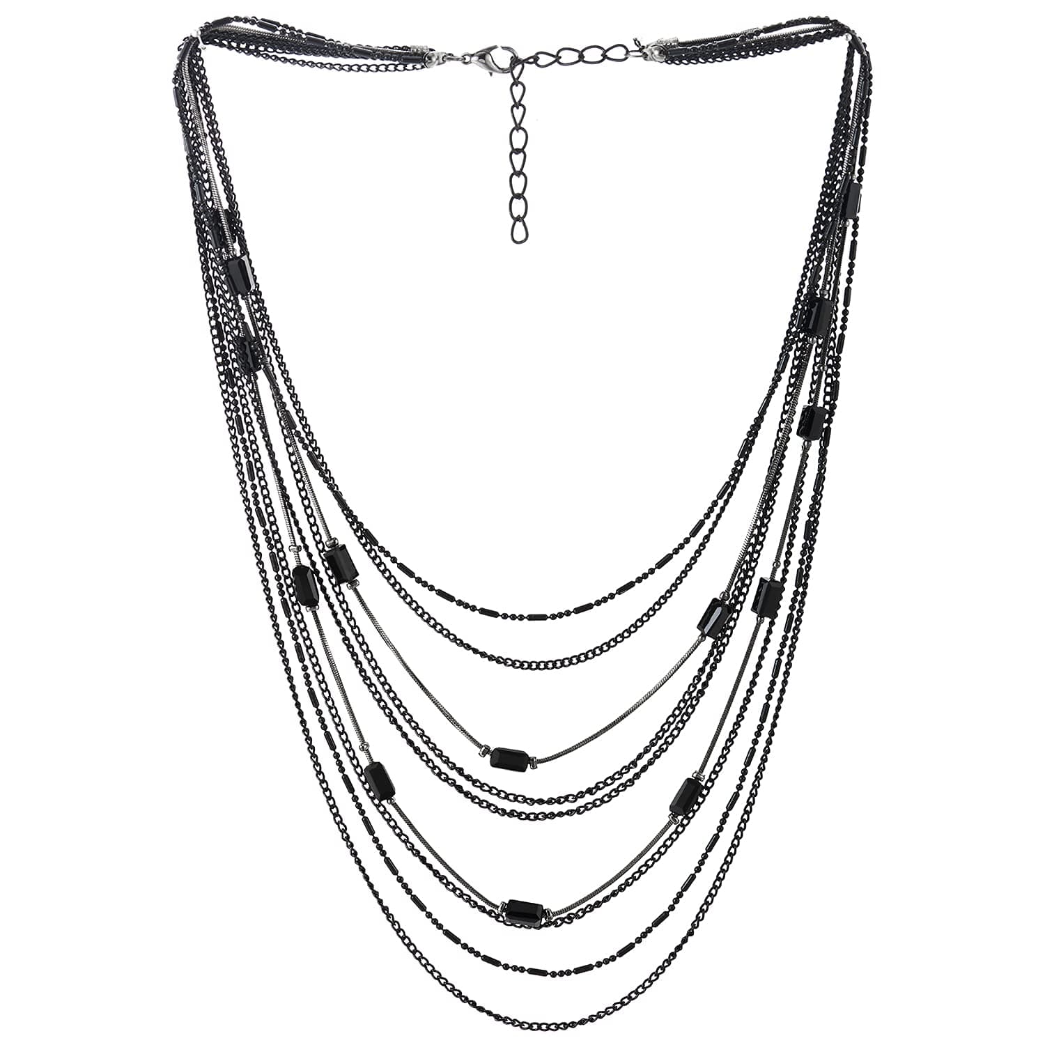 COOLSTEELANDBEYOND Déclaration Choker Collier Cascade Multi Couches Chaîne pour Femmes ModeUSES EveilBienfait 16-18CM Lo