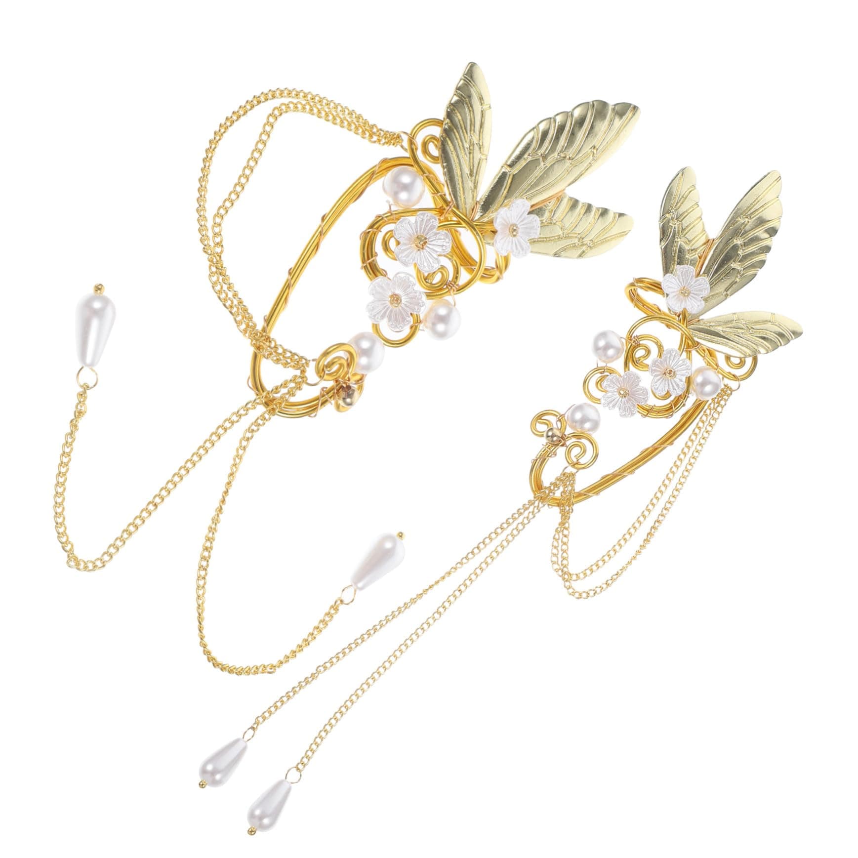 iplusmile Élégantes Boucles d'oreilles Ailes Longues Avec Franges Dorées pour Femmes Confortables et Idéales Pour Fêtes