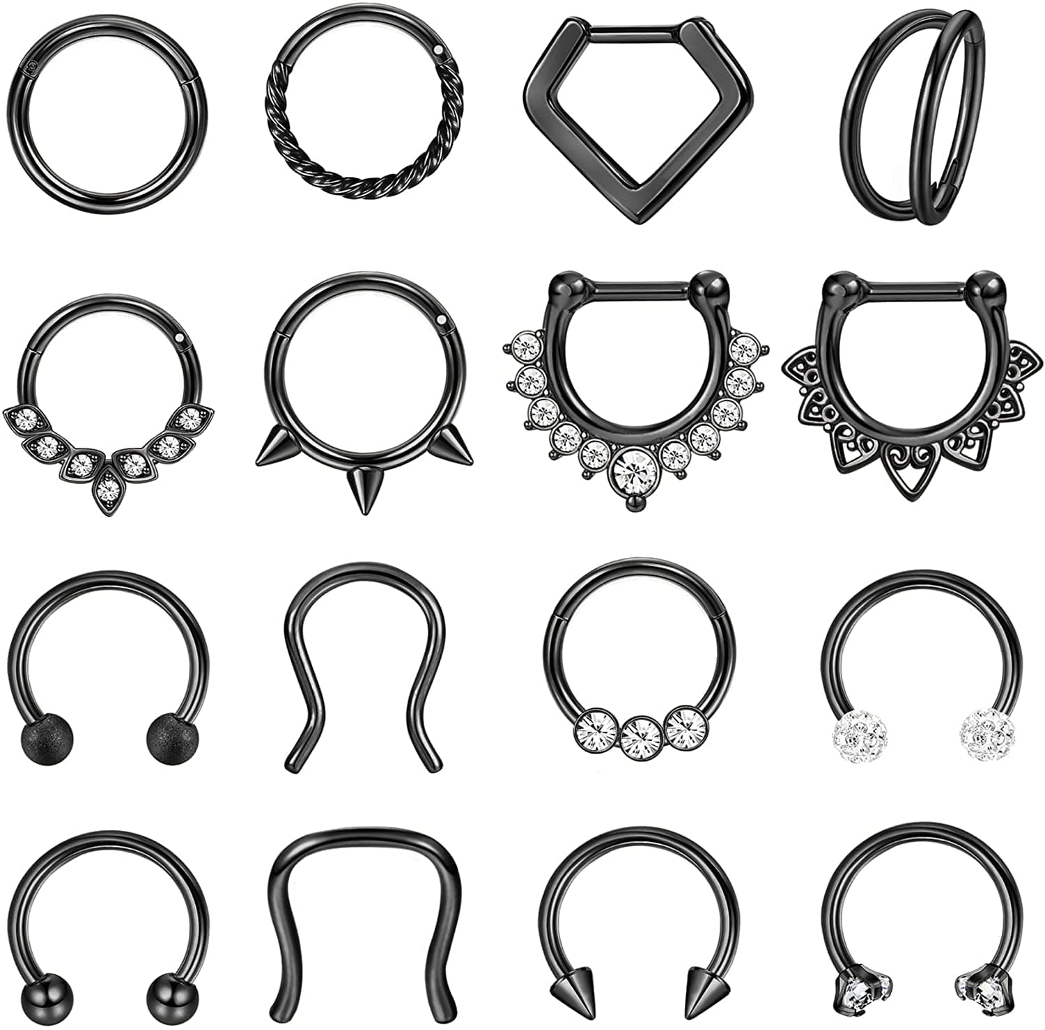 Adramata Septum Piercings 16G 8MM Bijoux Surgicaux Nez Anneaux US Std 100 Recycled Claim Helix Hoop