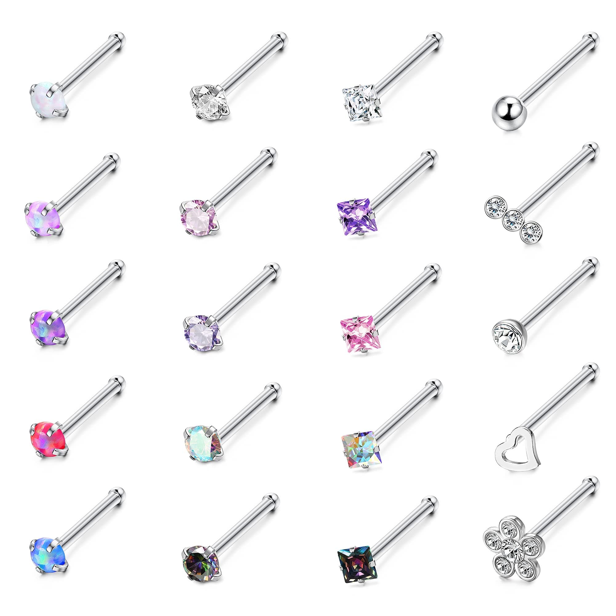Adramata Clous de Nez en Chirurgical Multicolore pour Femmes et Hommes |bijoux de piercing nez | Recycled Claim Standard